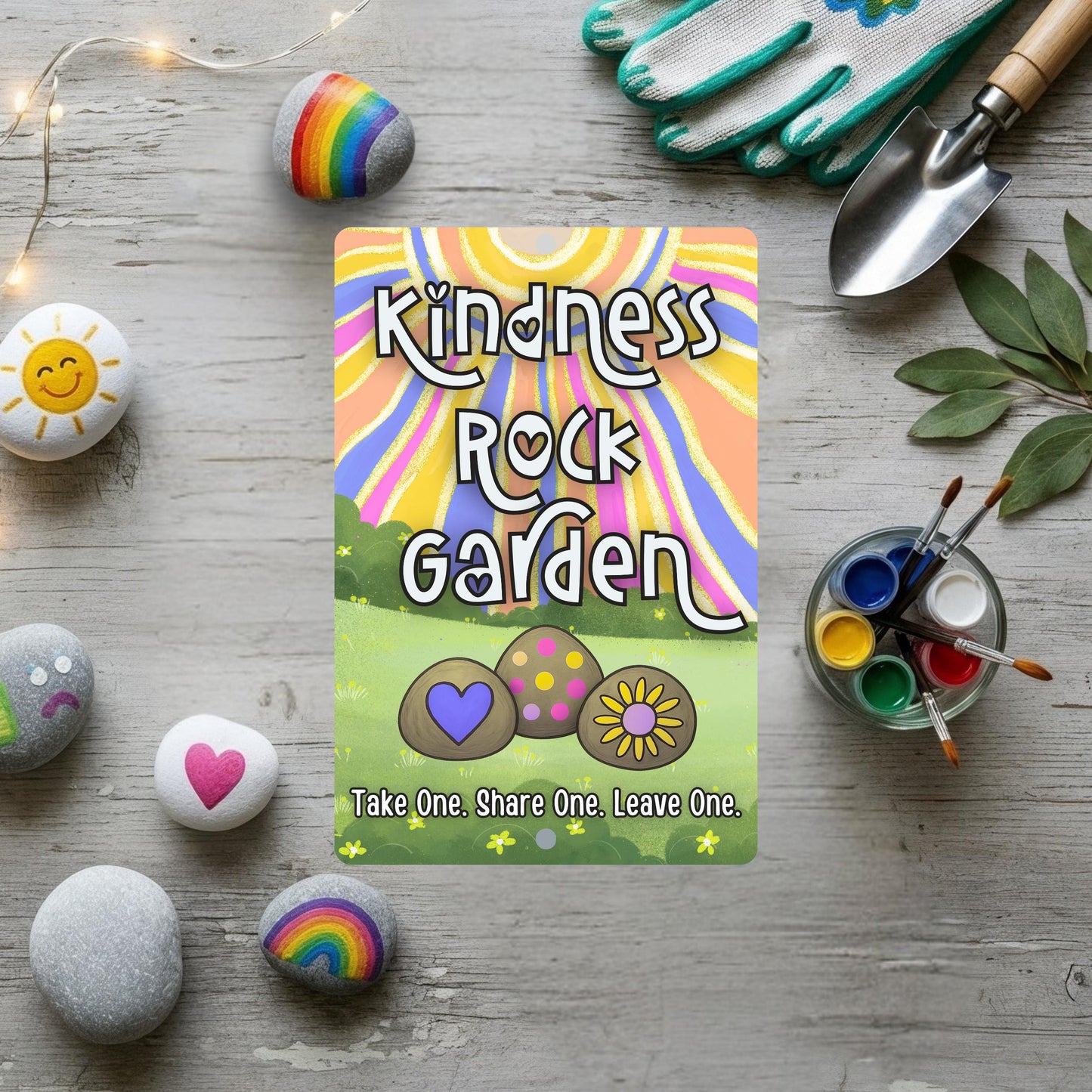 Kindness Rocks Garden Sign, 12x18 8x12 Painted Rocks Sign, Outdoor Rated Gift for Teacher