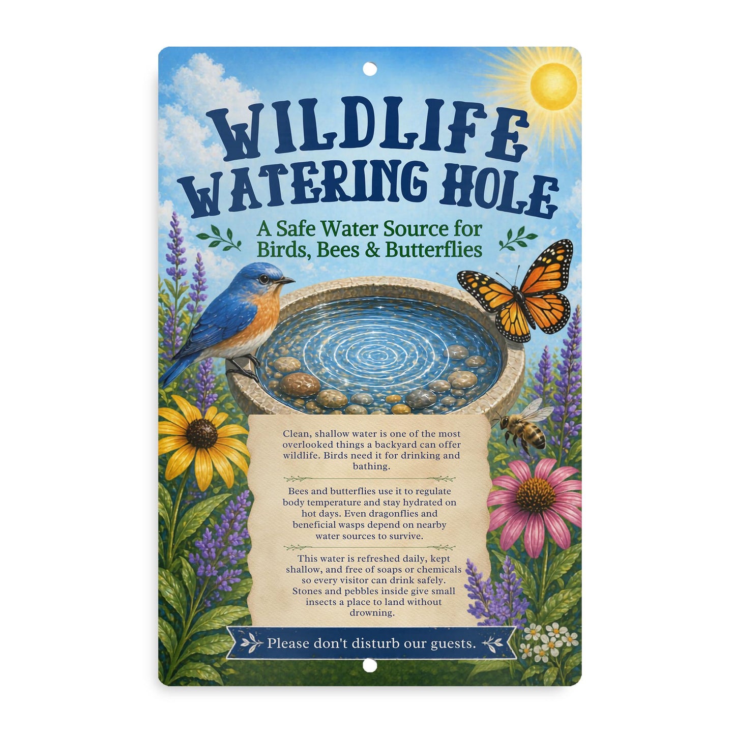 Wildlife Watering Hole Garden Sign