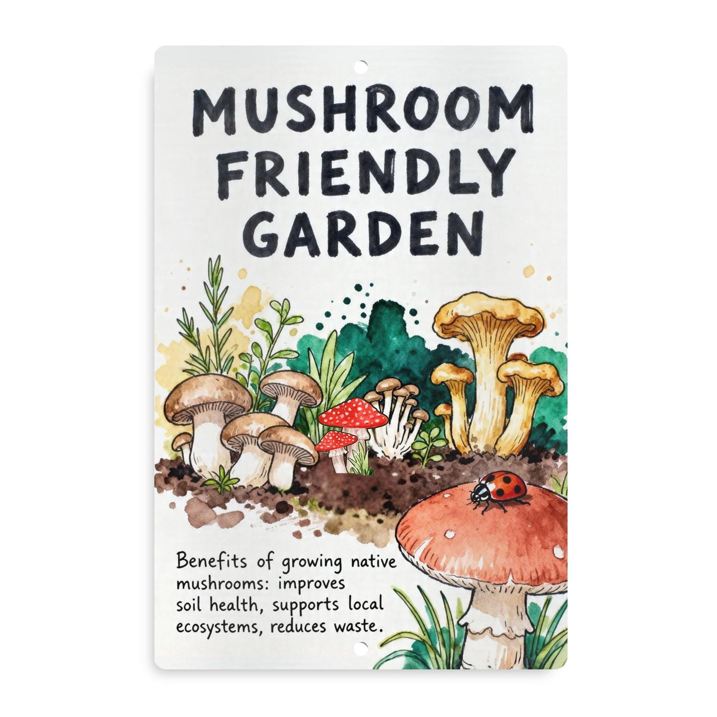 Mushroom Friendly Garden Outdoor Sign