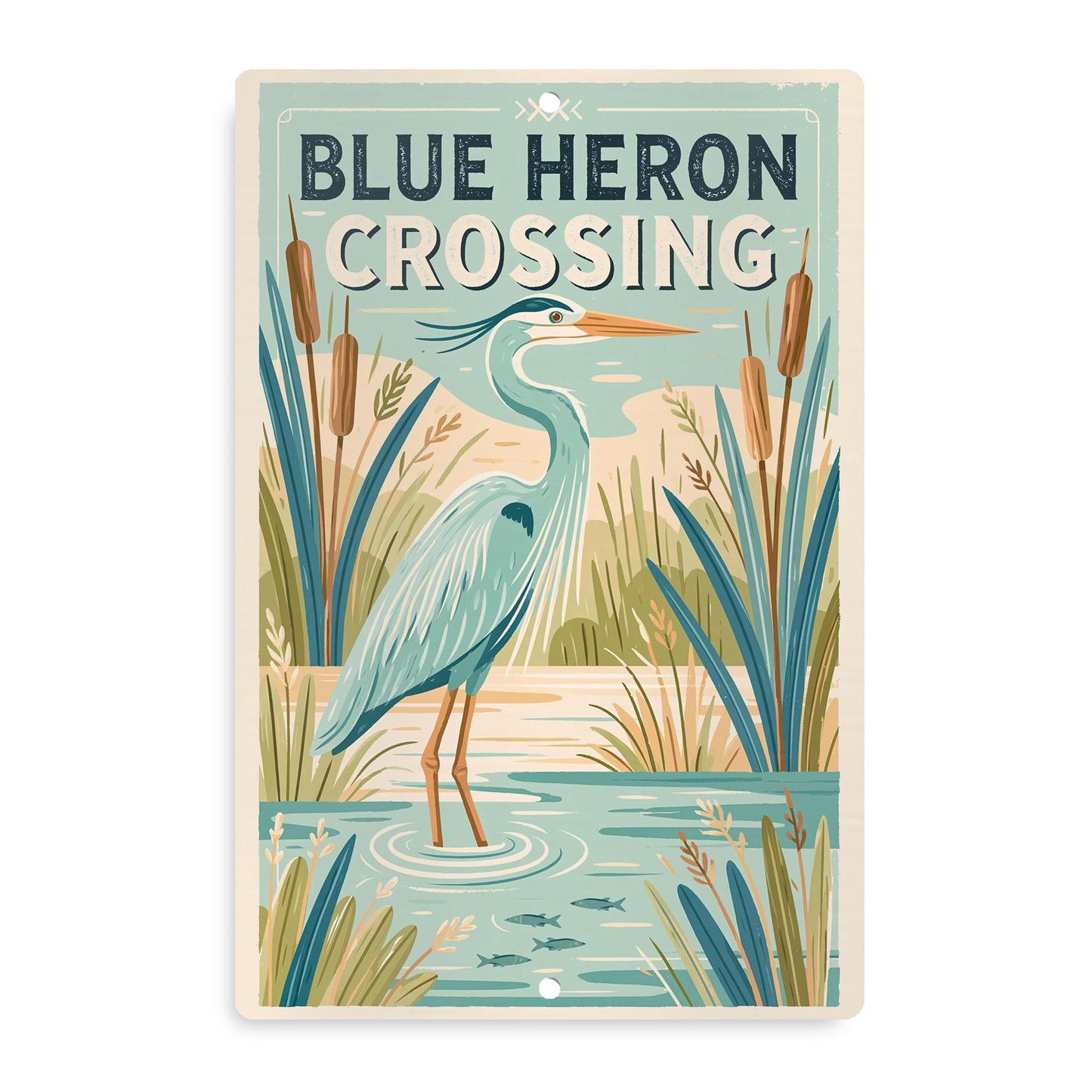 Blue Heron Crossing Metal Sign