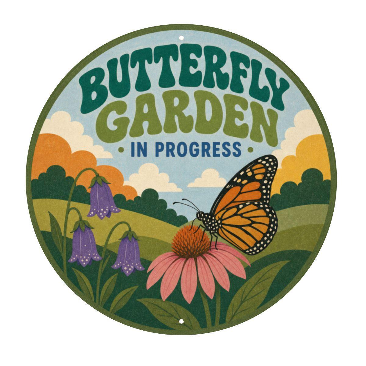 Pollinator Garden Round Metal Sign