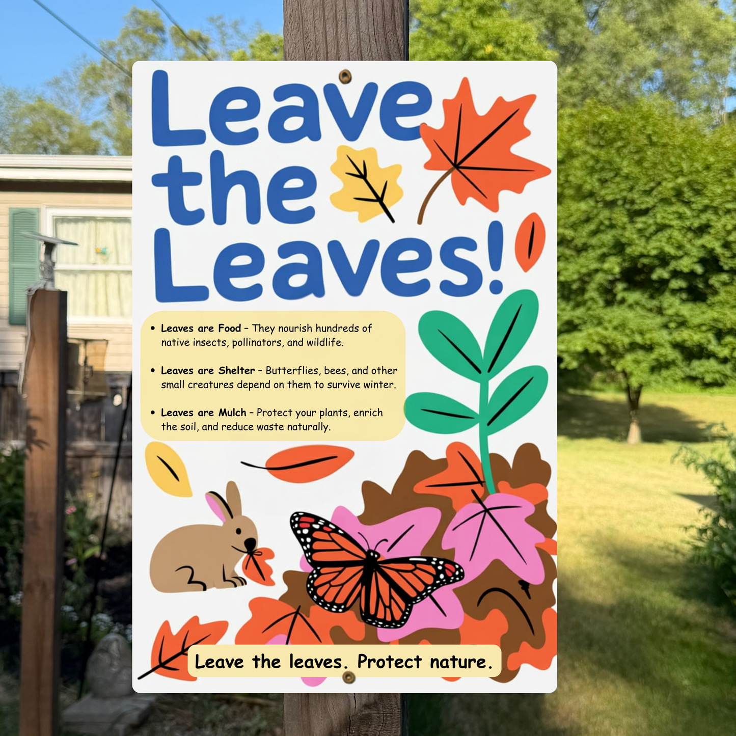 Leave the Leaves Pollinator Habitat Sign