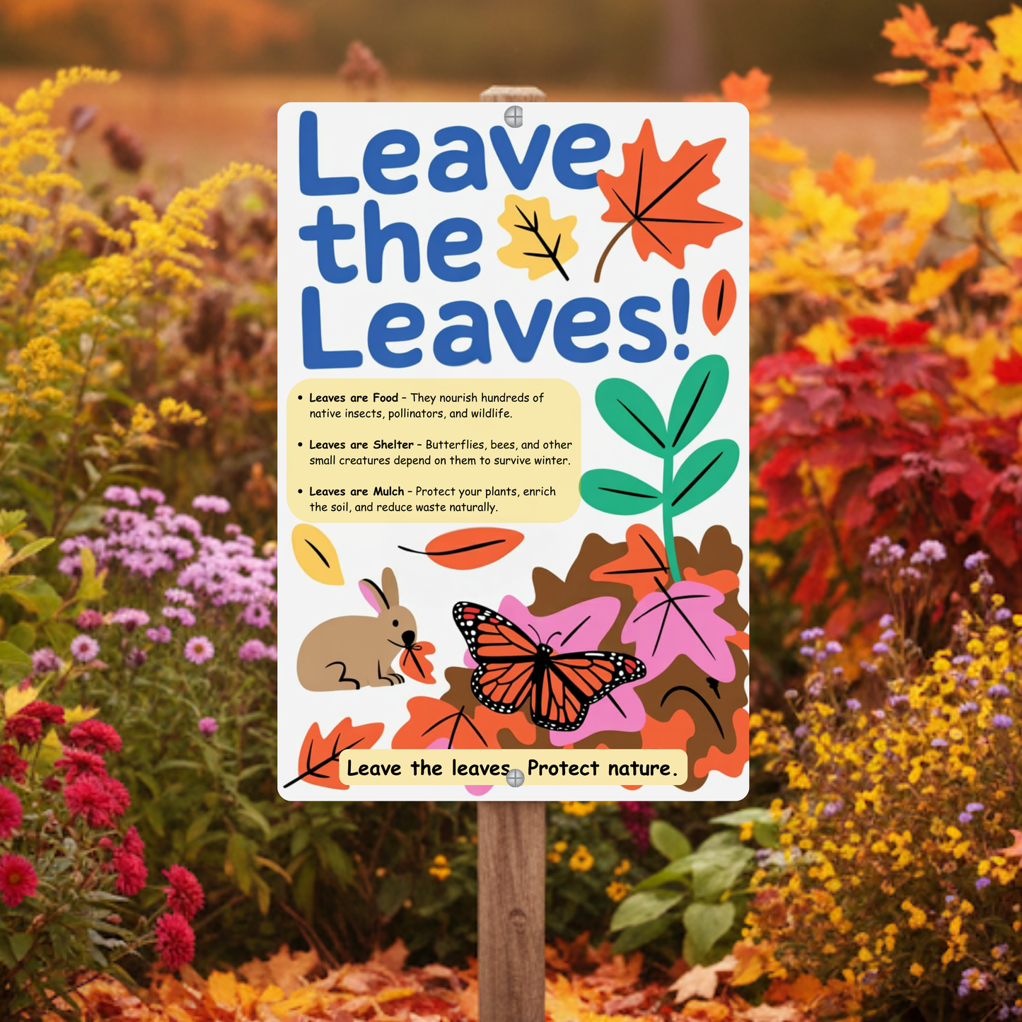 Leave the Leaves Pollinator Habitat Sign