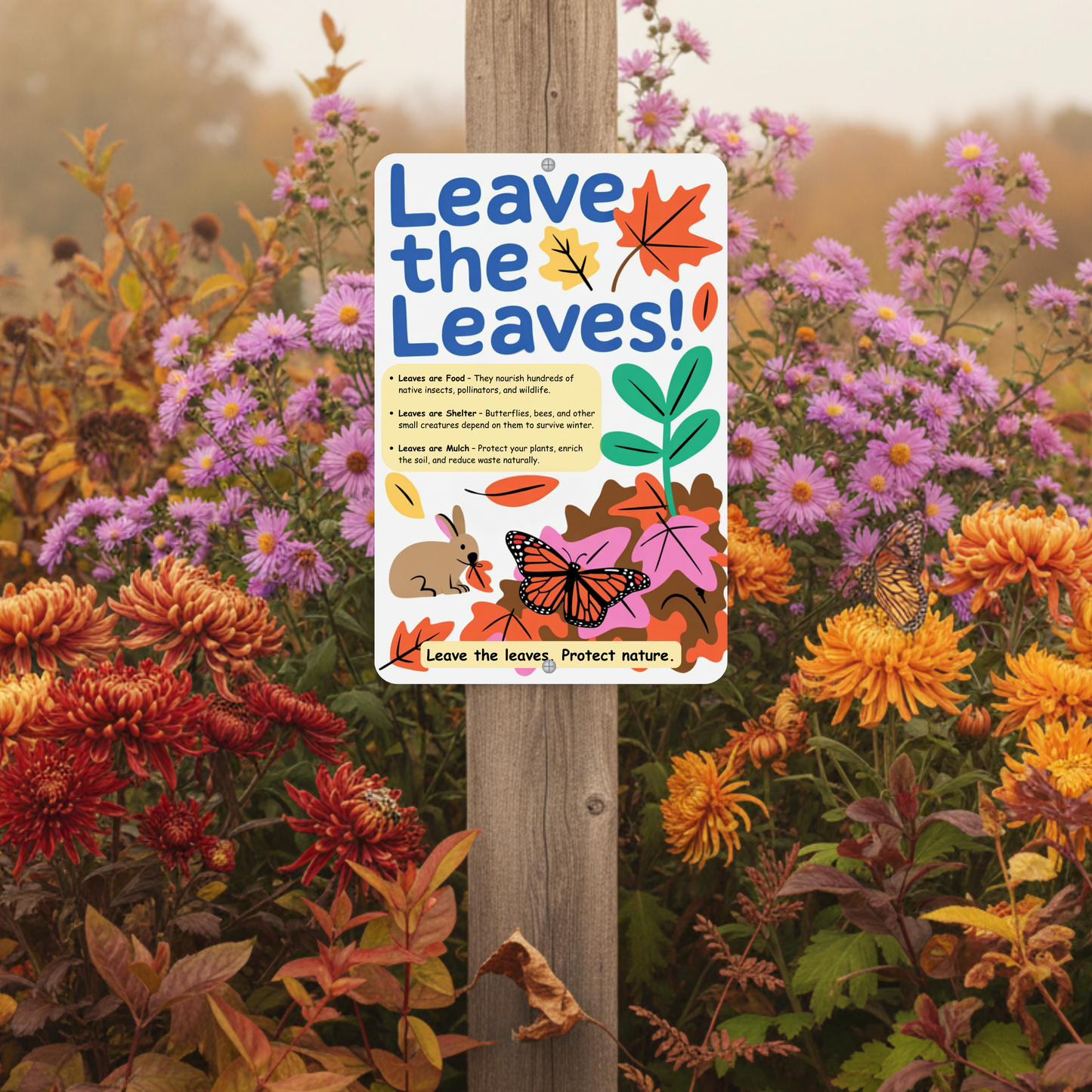 Leave the Leaves Pollinator Habitat Sign