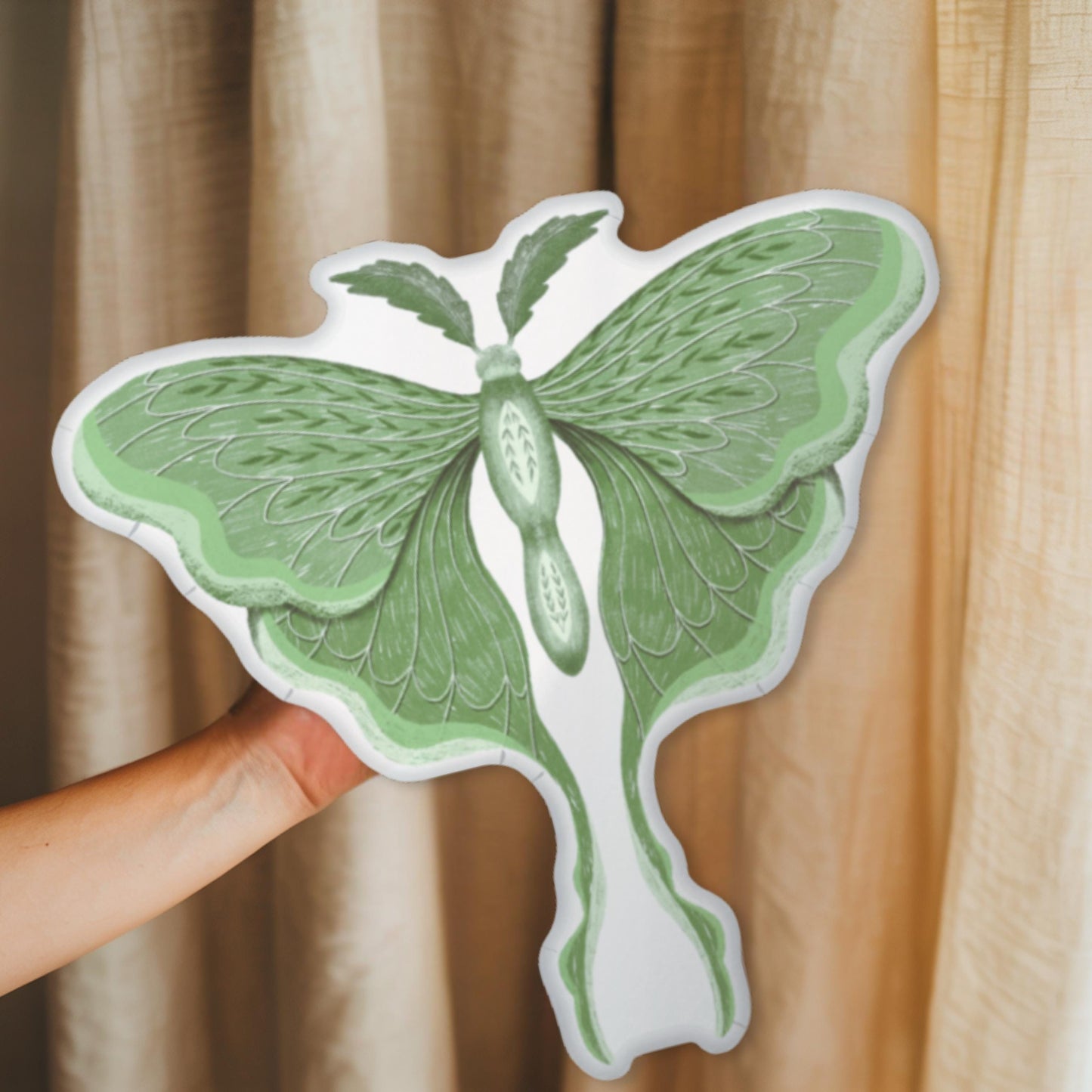 Luna Moth Entomology Art Pillow, Whimsigoth Decor, Green Moth Lover Gift for Nature Lovers