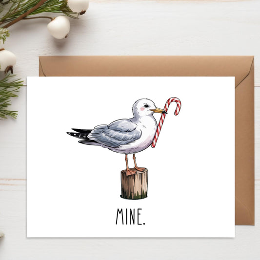 Seagull Candy Cane Christmas Card – Funny Bird Holiday Greeting – Sarcastic Xmas Card - A2