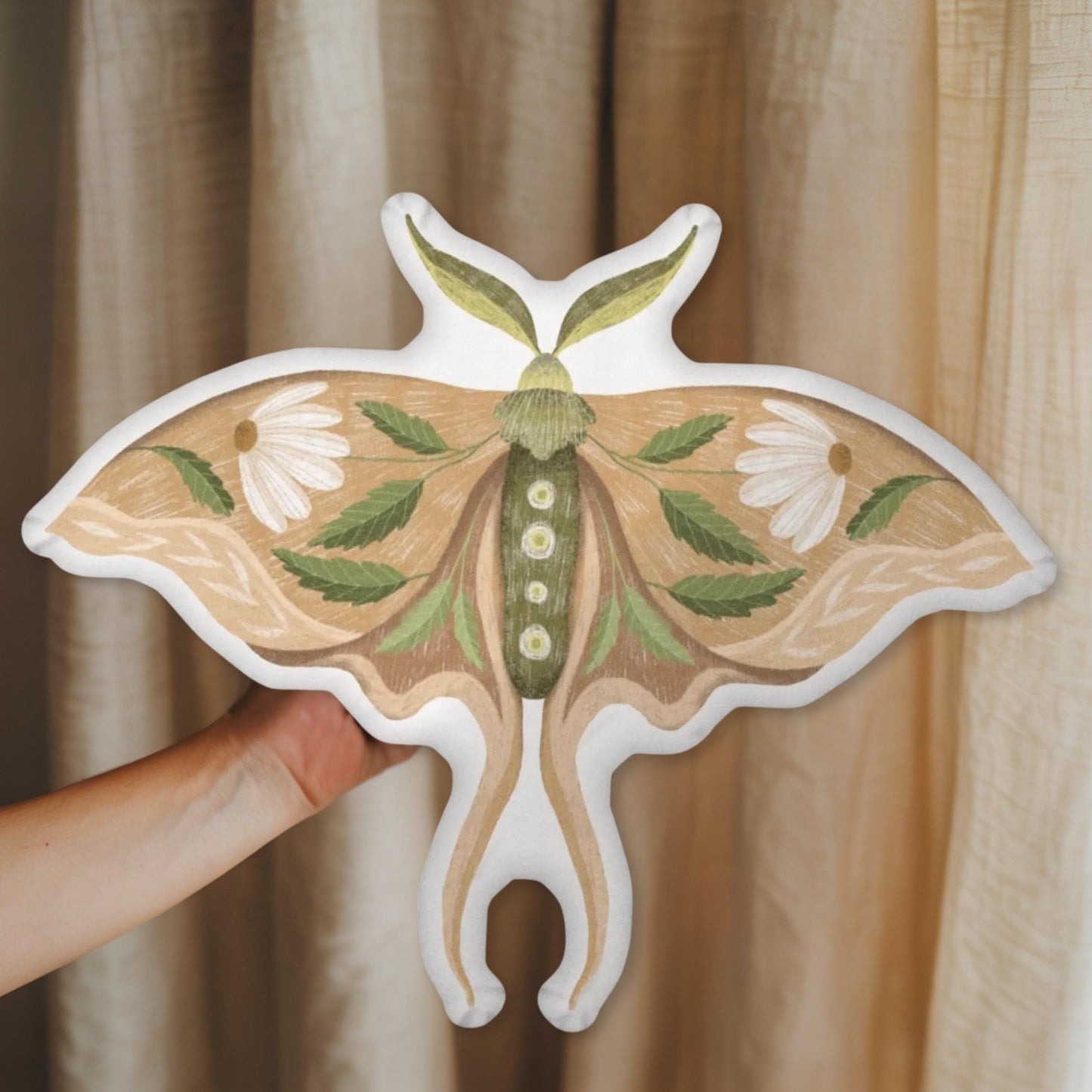 Luna Moth Entomology Art Pillow, 10x10 16x16 22x22 Whimsigoth Decor, Floral Moth Lover Gift for Nature Lovers