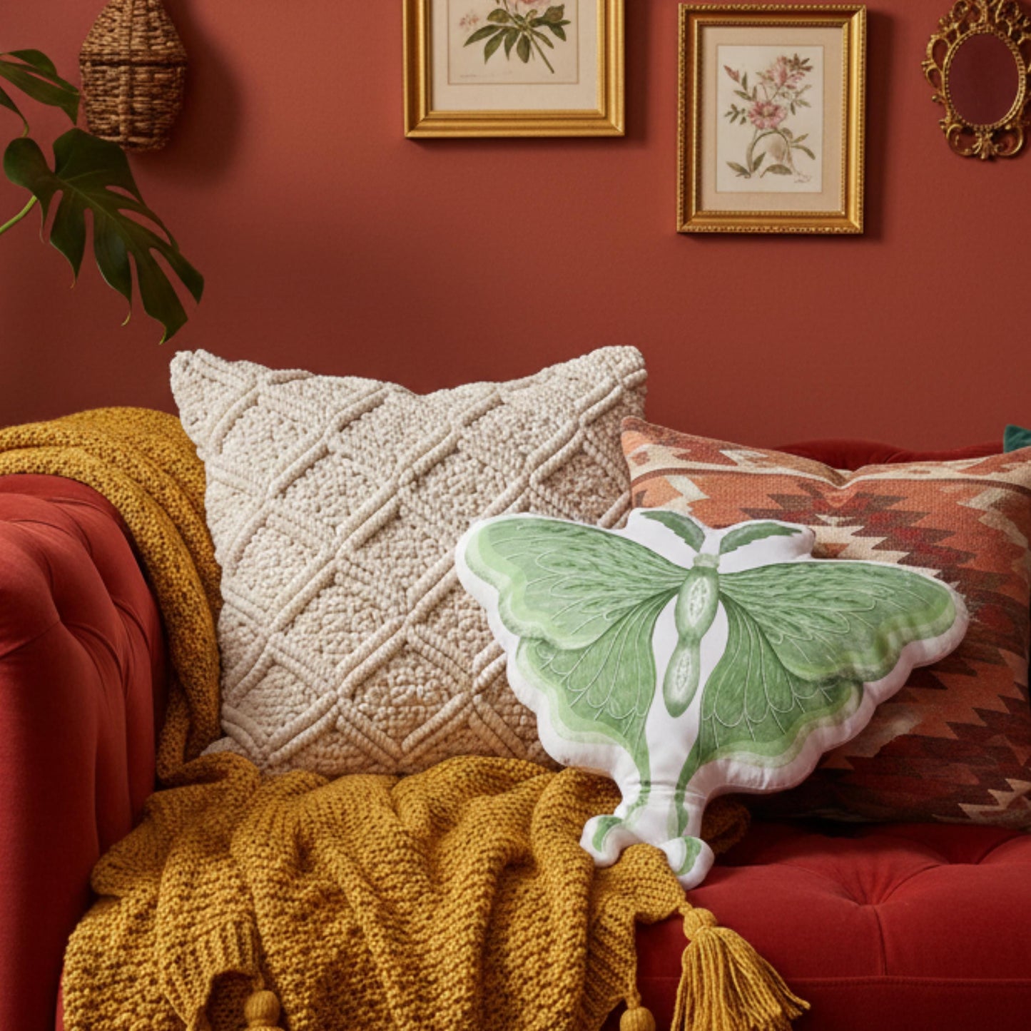 Luna Moth Entomology Art Pillow, Whimsigoth Decor, Green Moth Lover Gift for Nature Lovers