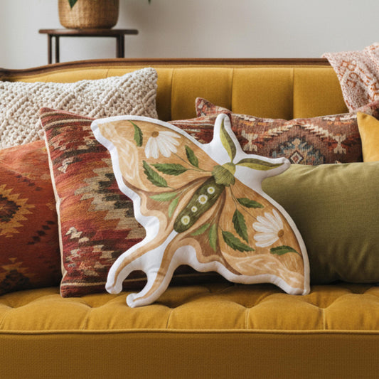 Luna Moth Shaped Pillow, 10x10 16x16 22x22, Whimsigoth Decor