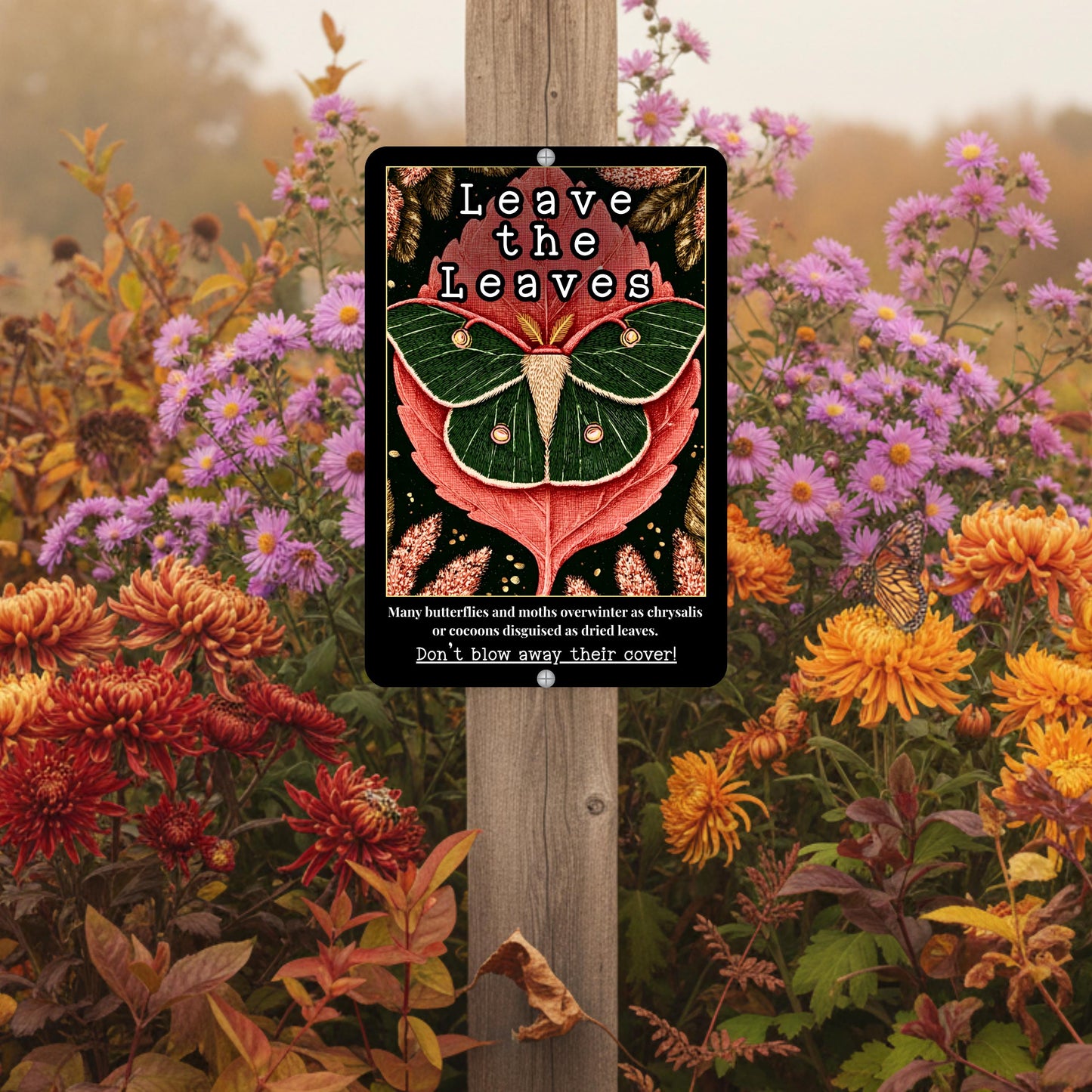 Pollinator Garden Sign - Leave The Leaves