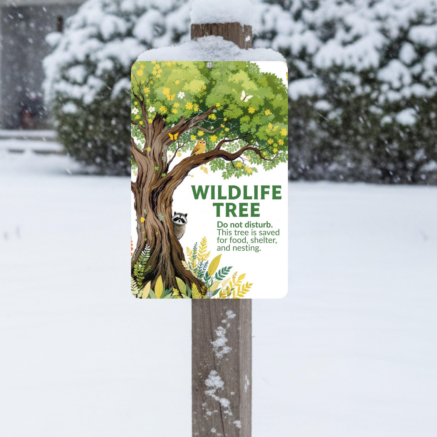 Tree of Life Wildlife Habitat Sign, Outdoor Rated 12x18 8x12 Conservation Sign, Snag Garden Sign for Nature Lovers