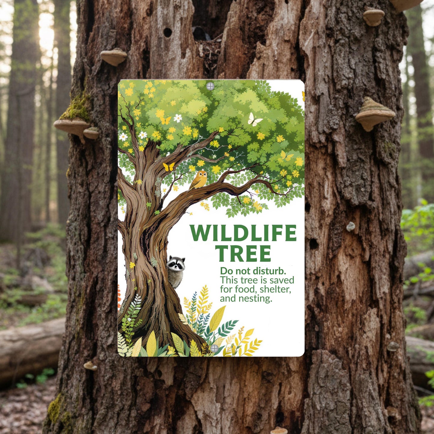 Tree of Life Wildlife Habitat Sign, Outdoor Rated 12x18 8x12 Conservation Sign, Snag Garden Sign for Nature Lovers