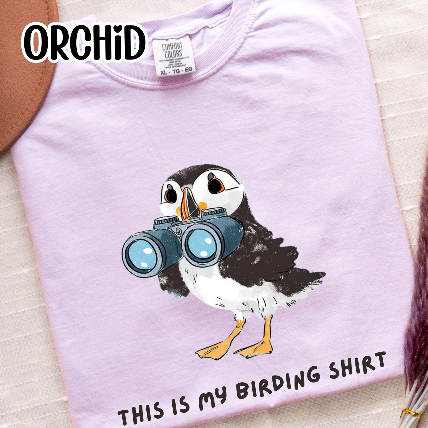 Puffin with Binoculars Birding Shirt, Coastal Birds Shirt, Gift for Bird Lovers