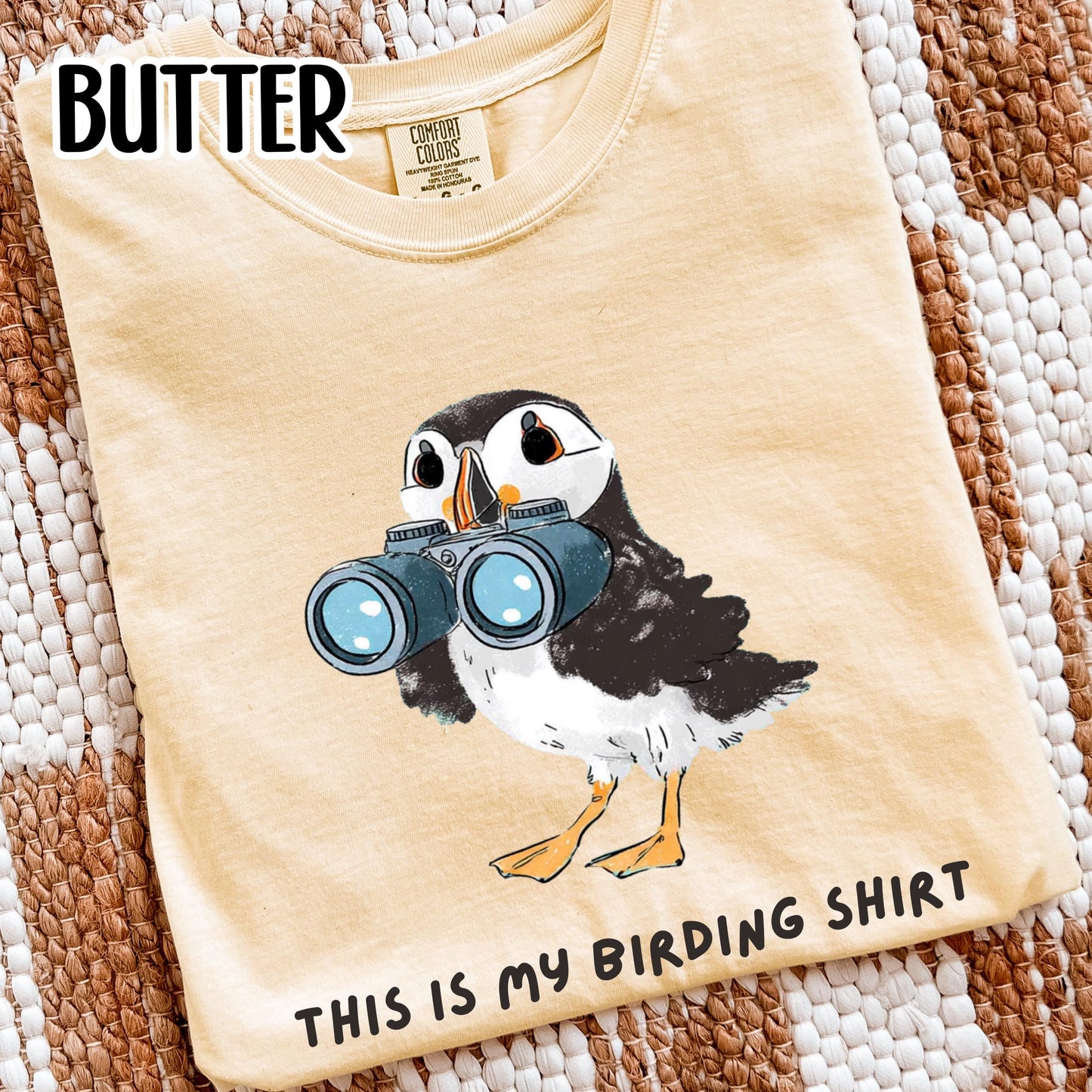 Puffin with Binoculars Birding Shirt, Coastal Birds Shirt, Gift for Bird Lovers