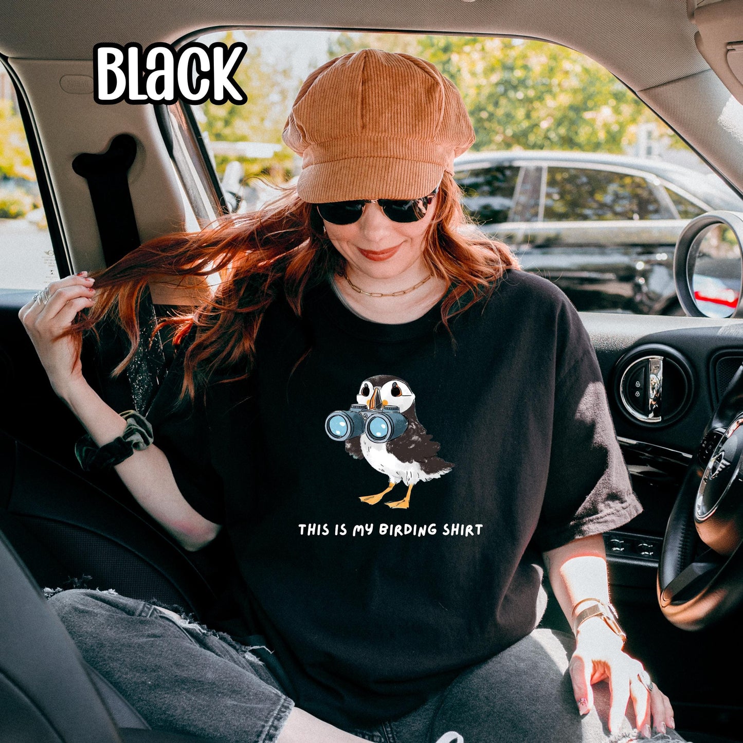 Puffin with Binoculars Birding Shirt, Coastal Birds Shirt, Gift for Bird Lovers