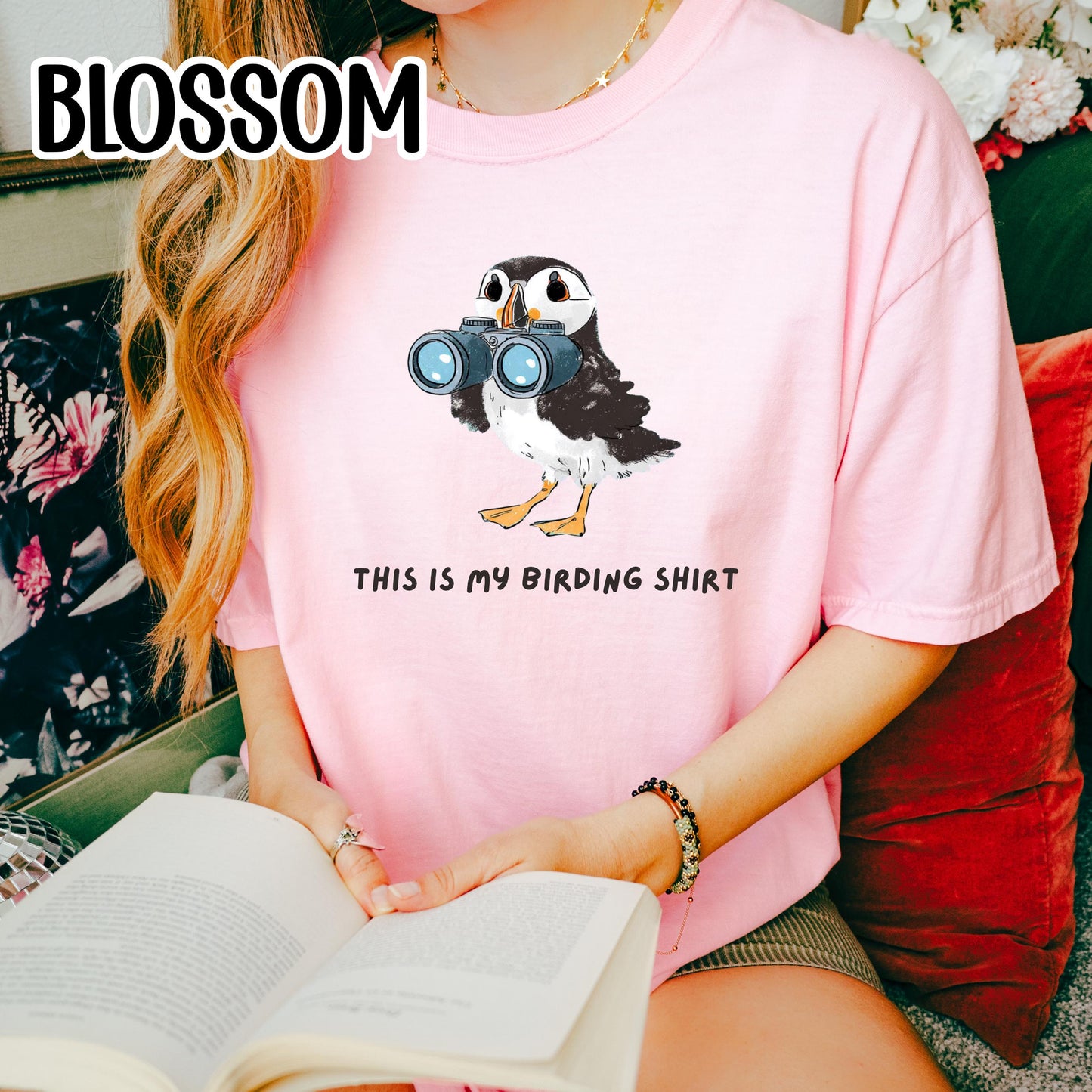 Puffin with Binoculars Birding Shirt, Coastal Birds Shirt, Gift for Bird Lovers