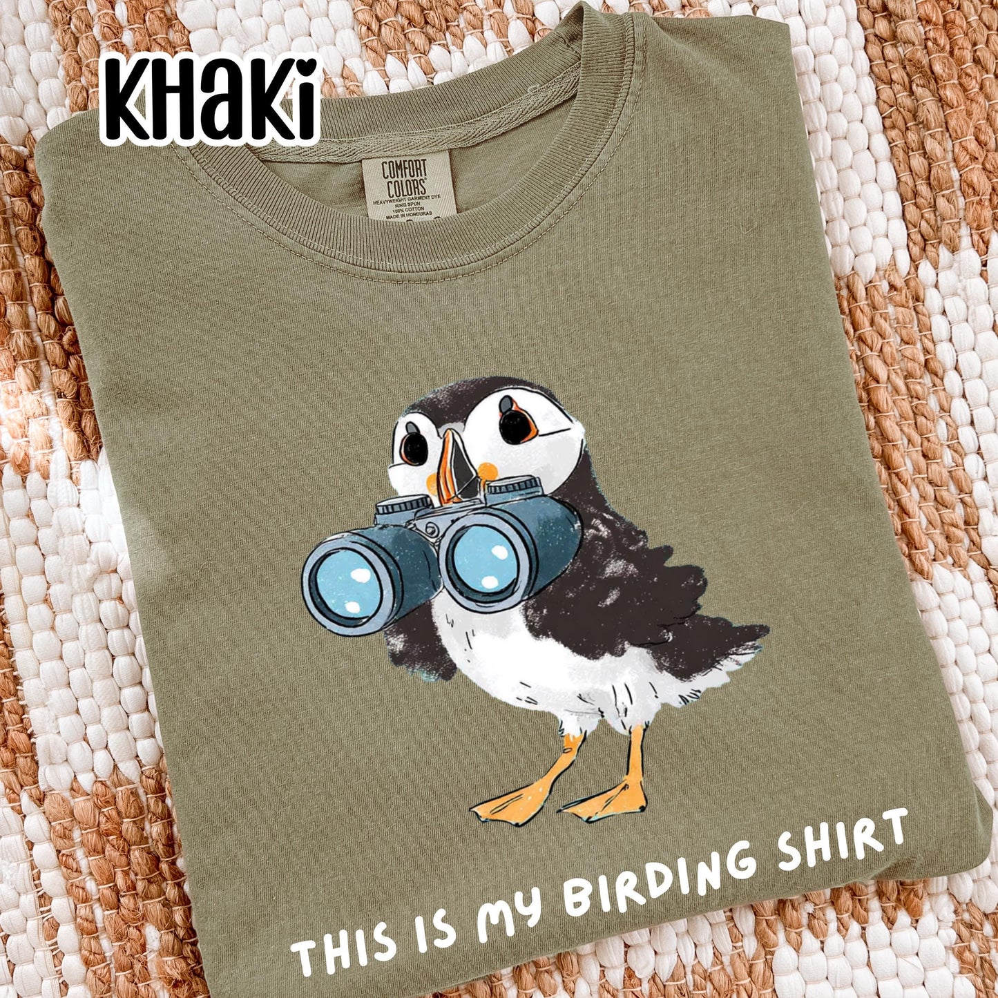 Puffin with Binoculars Birding Shirt, Coastal Birds Shirt, Gift for Bird Lovers
