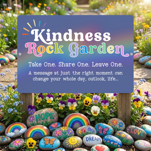 Kindness Rock Garden Sign, Painted Rocks Sign, Outdoor Rated Gift for Teacher