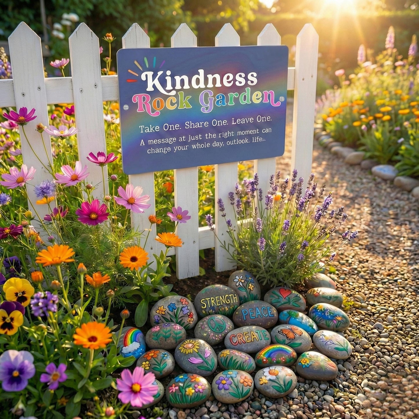 Kindness Rock Garden Sign, Painted Rocks Sign, Outdoor Rated Gift for Teacher