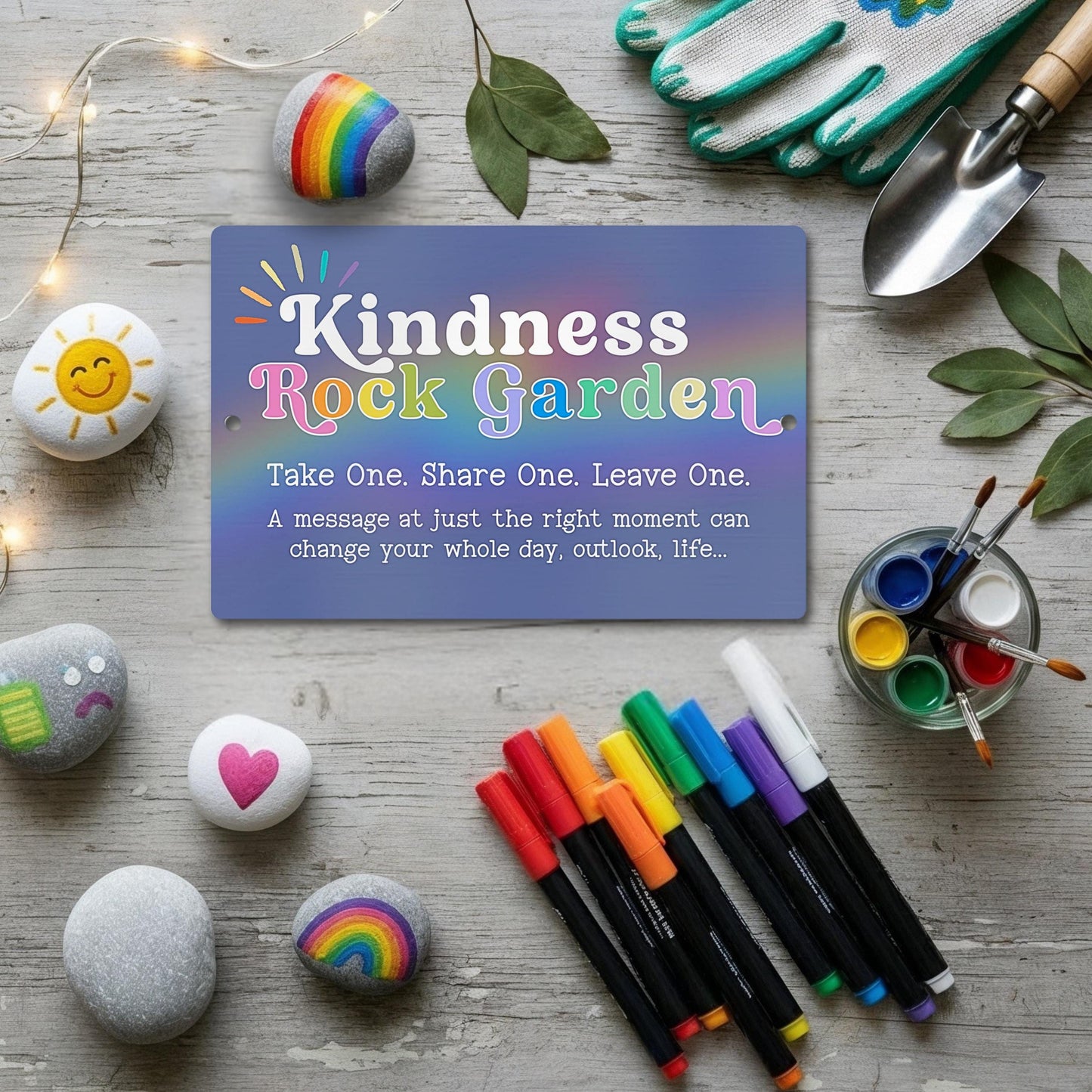 Kindness Rock Garden Sign, Painted Rocks Sign, Outdoor Rated Gift for Teacher