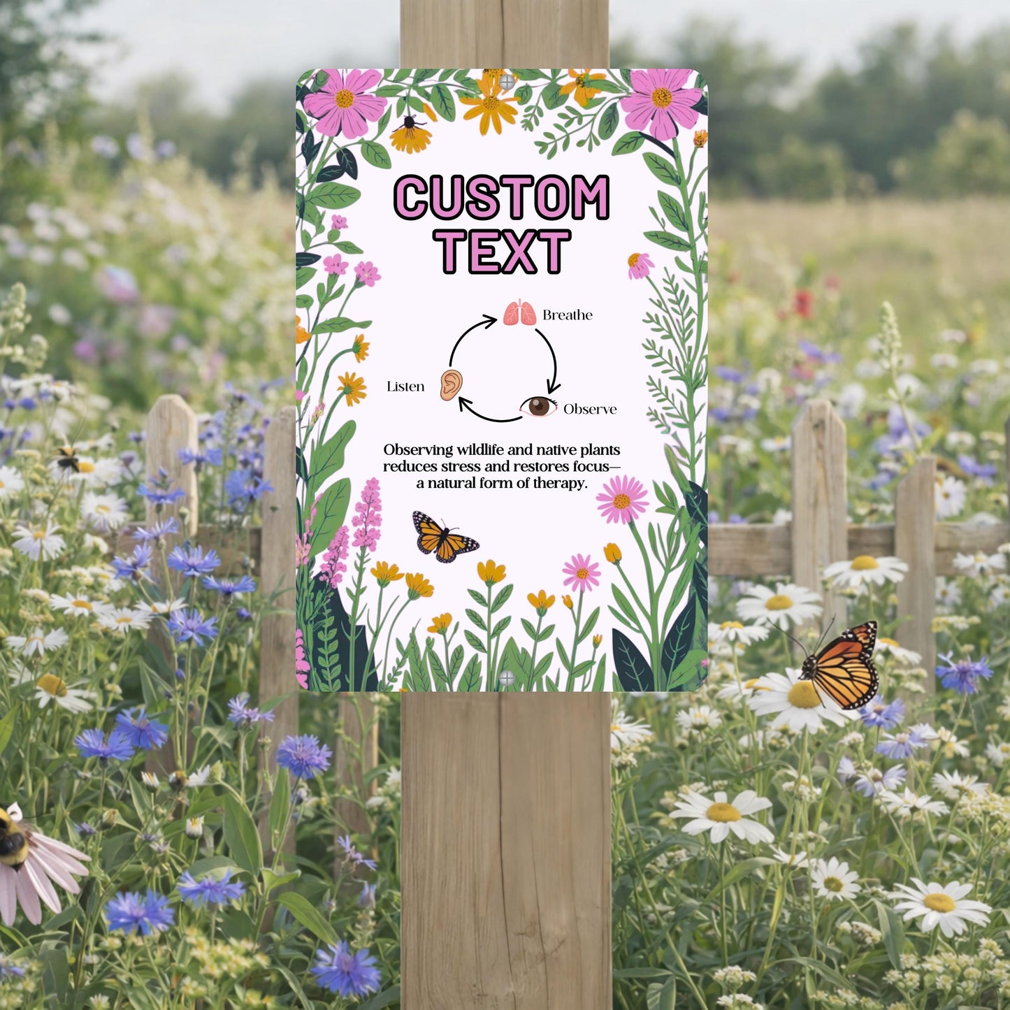CUSTOM Pollinator Habitat Sign, Multiple Sizes, Outdoor Rated Aluminum Sign, Gift for Gardener