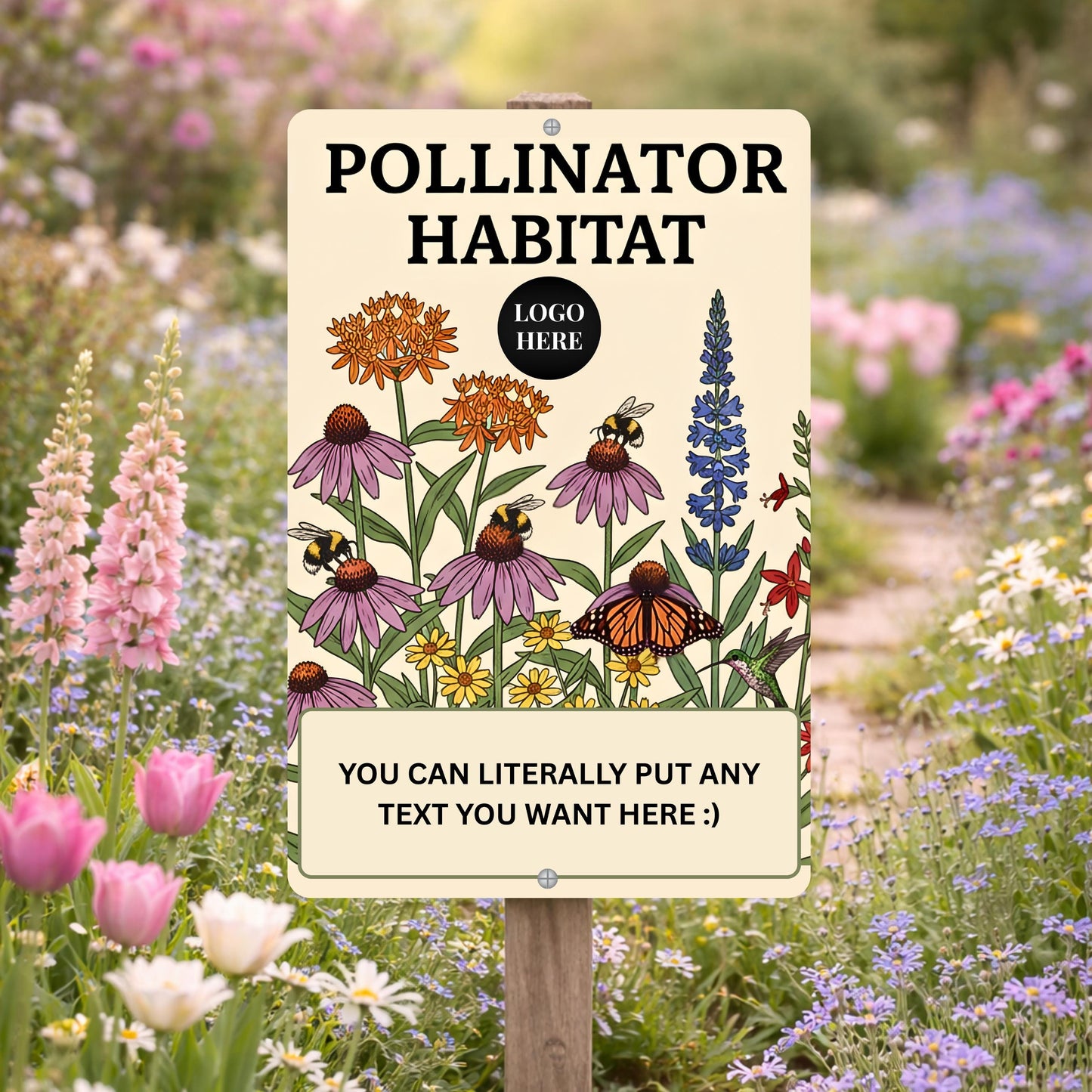 CUSTOM Pollinator Habitat Sign, Multiple Sizes, Outdoor Rated Aluminum Sign, Gift for Gardener