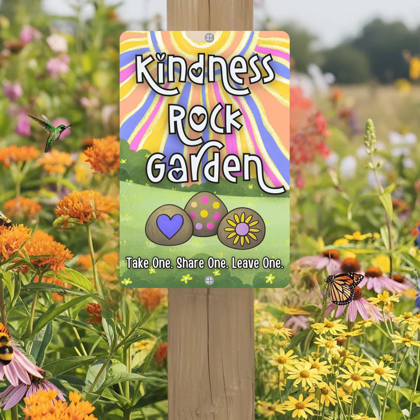 Kindness Rocks Garden Sign, 12x18 8x12 Painted Rocks Sign, Outdoor Rated Gift for Teacher