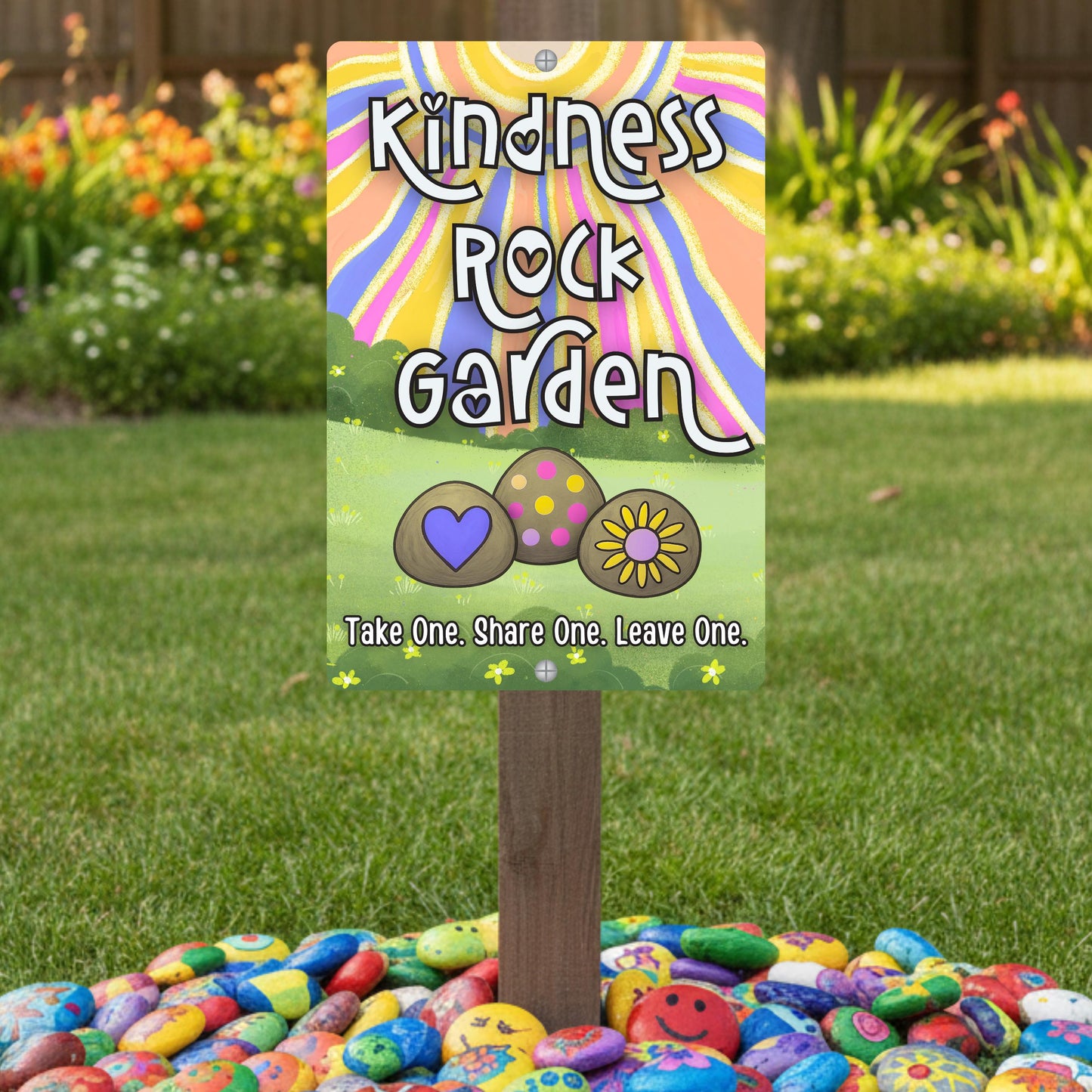 Kindness Rocks Garden Sign, 12x18 8x12 Painted Rocks Sign, Outdoor Rated Gift for Teacher