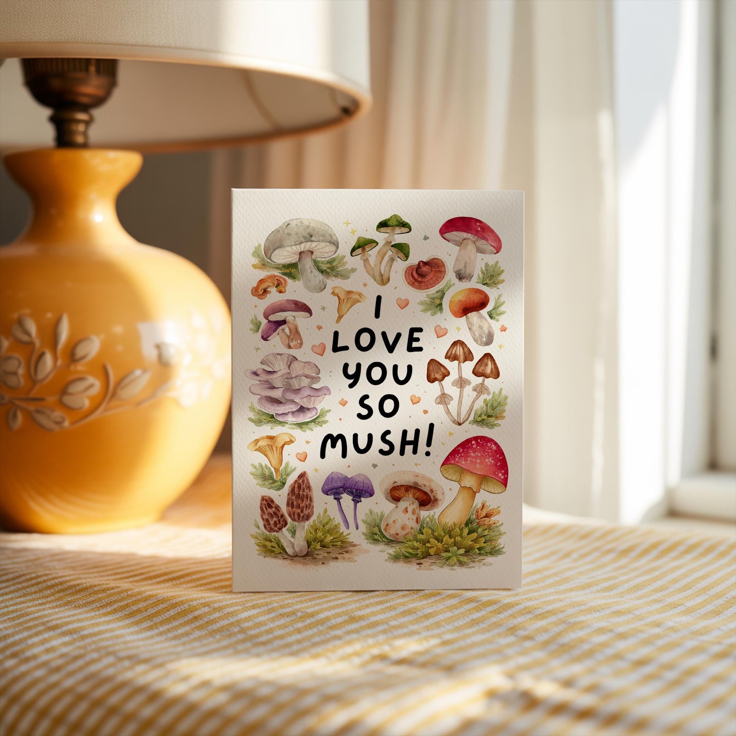 Love You So Mush Card, Valentine's Mushroom 5x7 Card, High Quality Card for 1st Anniversary, Husband, Wife, Boyfriend, Girlfriend