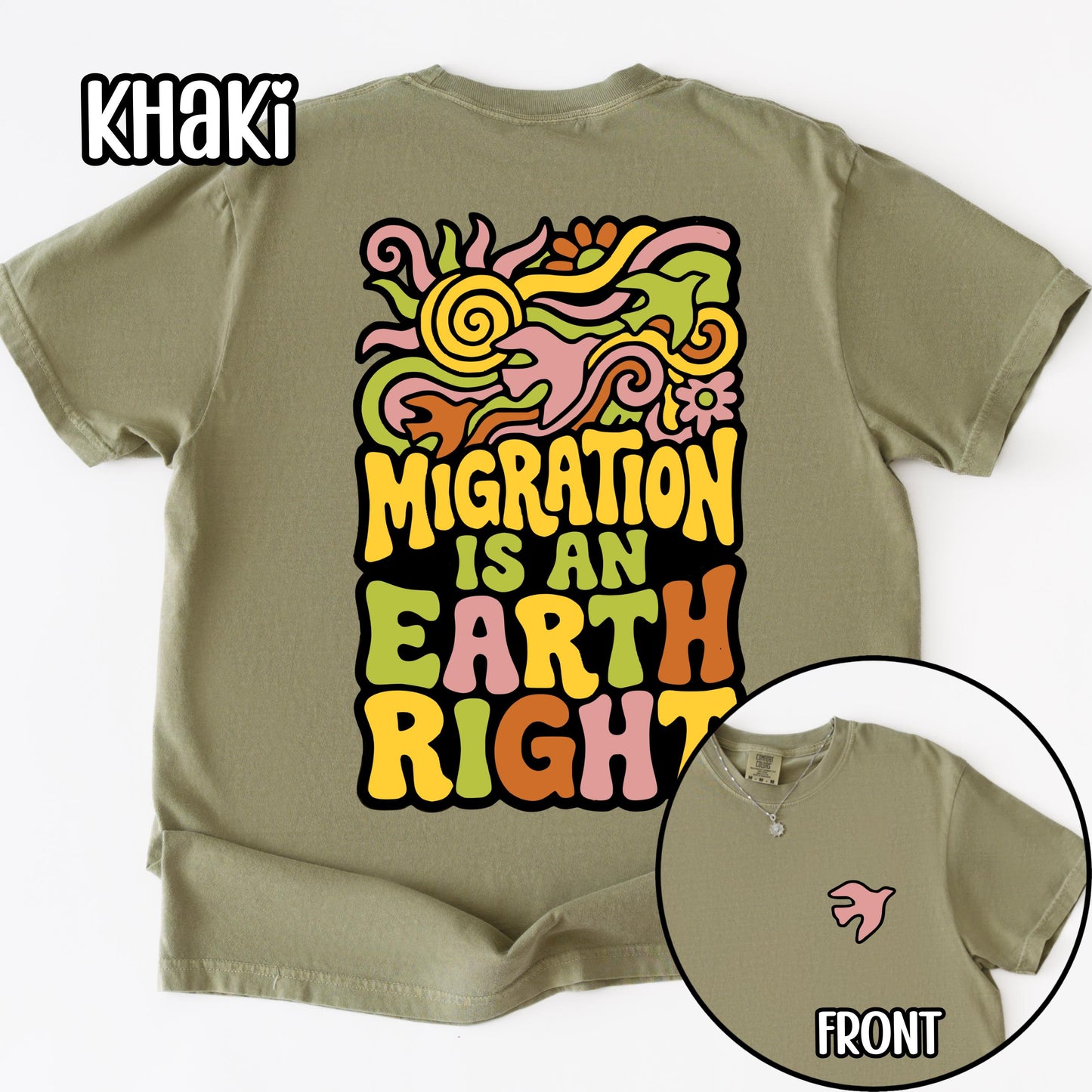 Migration Is An Earth Right Retro Shirt, Pro Immigrant Anti Ice Shirt, Gift for Birders
