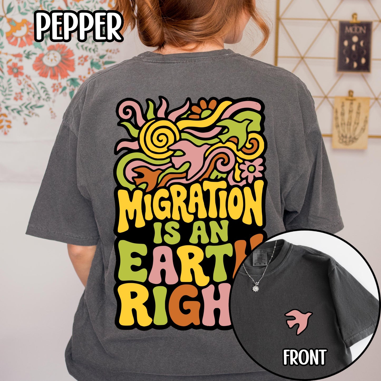 Migration Is An Earth Right Retro Shirt, Pro Immigrant Anti Ice Shirt, Gift for Birders