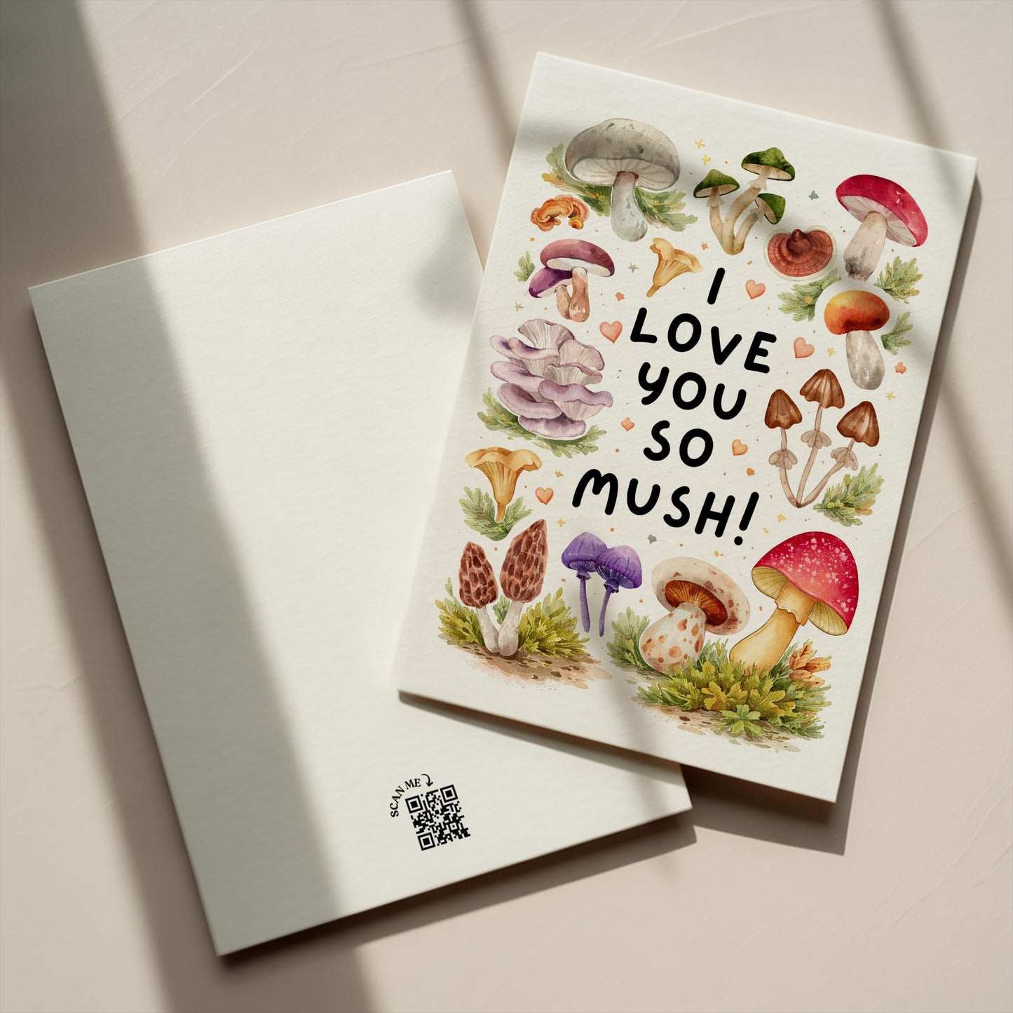 Love You So Mush Card, Valentine's Mushroom 5x7 Card, High Quality Card for 1st Anniversary, Husband, Wife, Boyfriend, Girlfriend