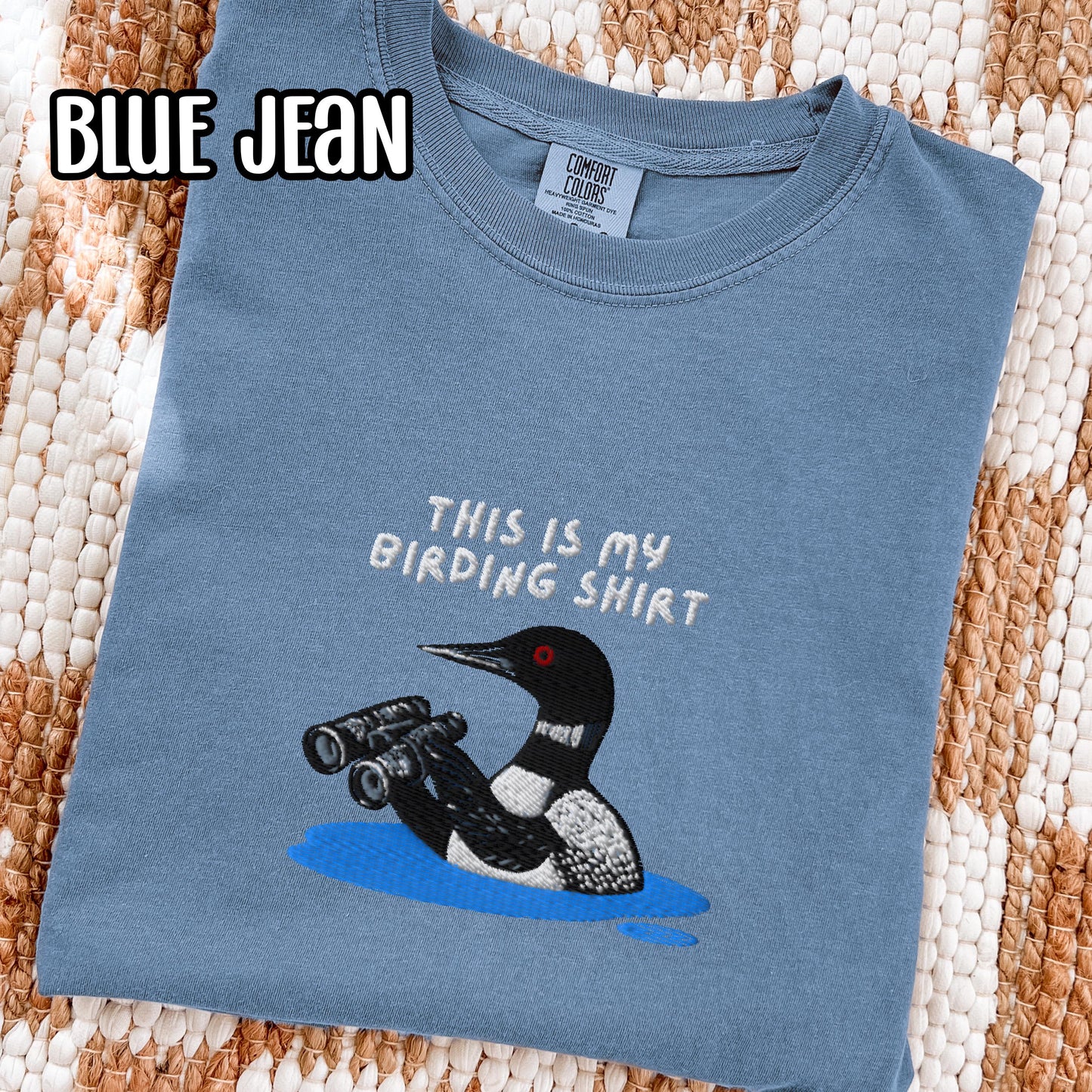 Loon With Binoculars Embroidered Birding Shirt Sweatshirt, Wildlife Lake Shirt Gift for Bird Lovers
