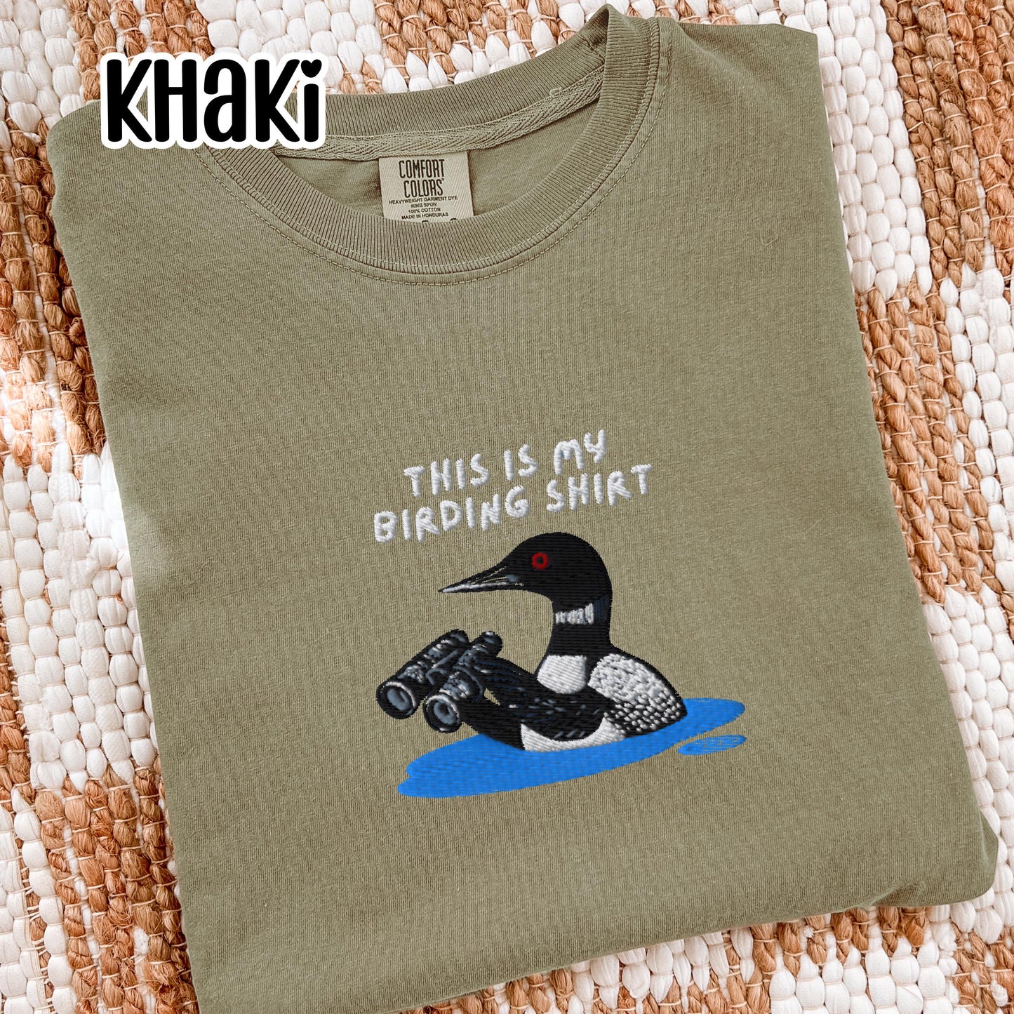 Loon With Binoculars Embroidered Birding Shirt Sweatshirt, Wildlife Lake Shirt Gift for Bird Lovers