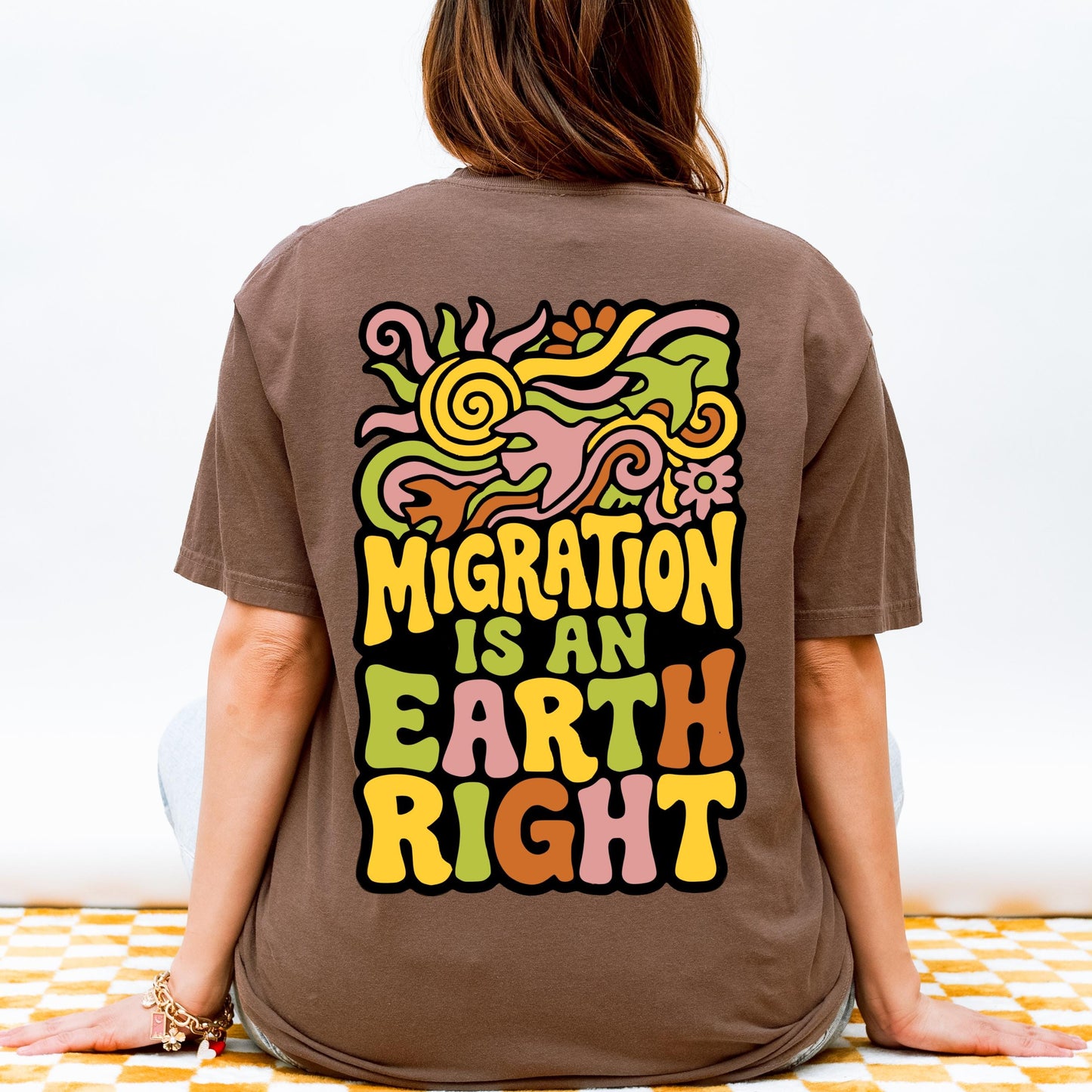 Migration Is An Earth Right Retro Shirt, Pro Immigrant Anti Ice Shirt, Gift for Birders