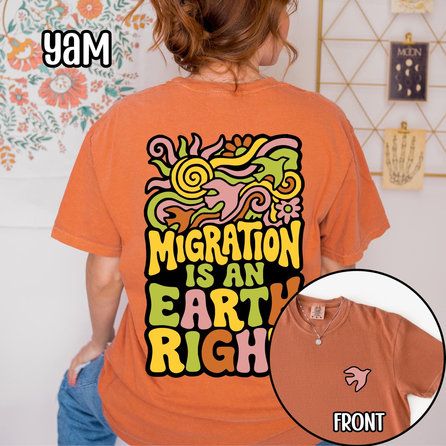 Migration Is An Earth Right Retro Shirt, Pro Immigrant Anti Ice Shirt, Gift for Birders