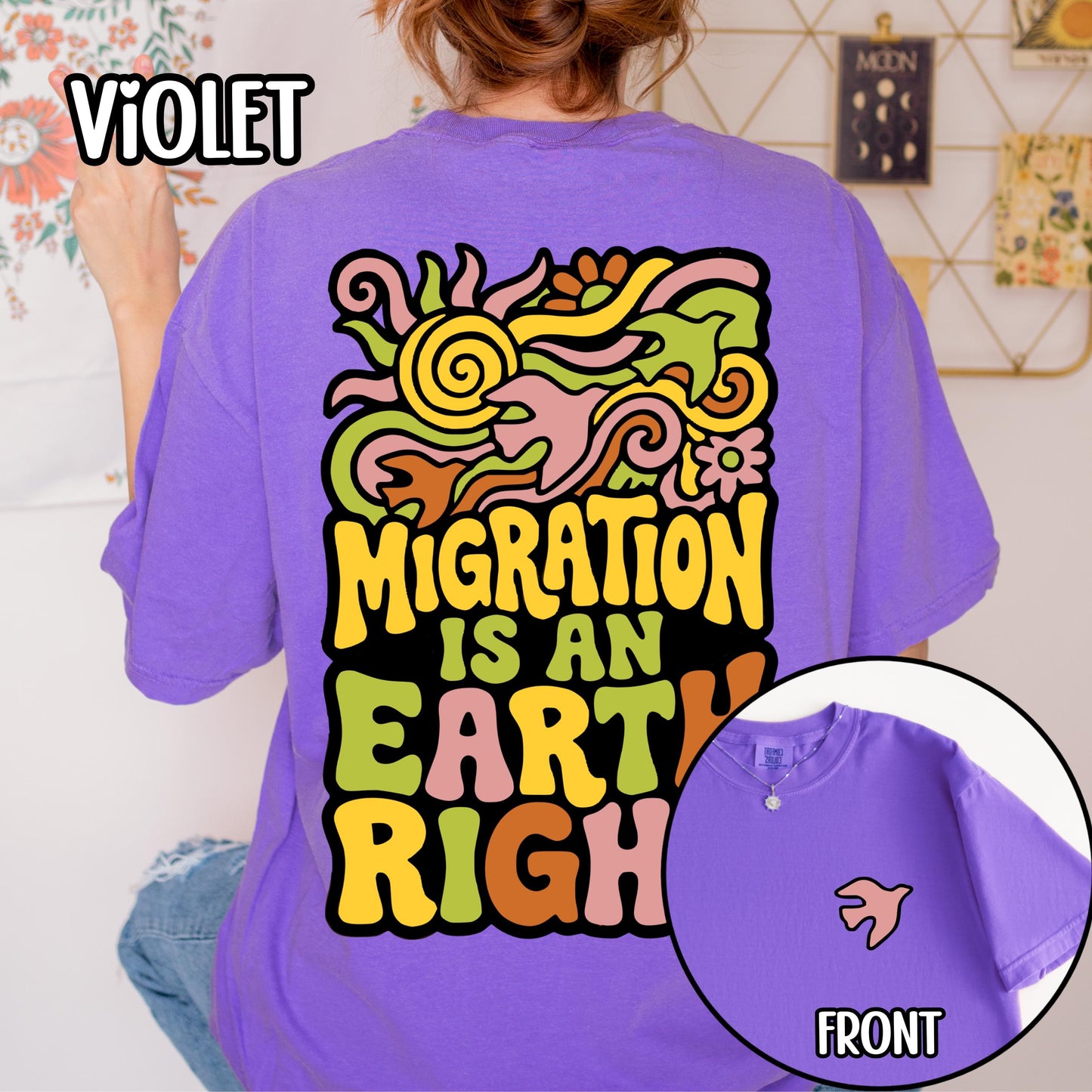 Migration Is An Earth Right Retro Shirt, Pro Immigrant Anti Ice Shirt, Gift for Birders