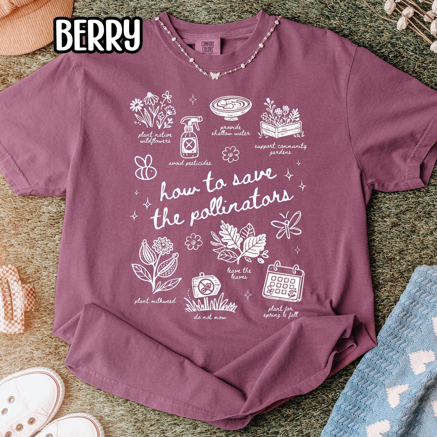 Save The Pollinators Shirt - Comfort Colors Tee - Pollinator Gardener T-Shirt