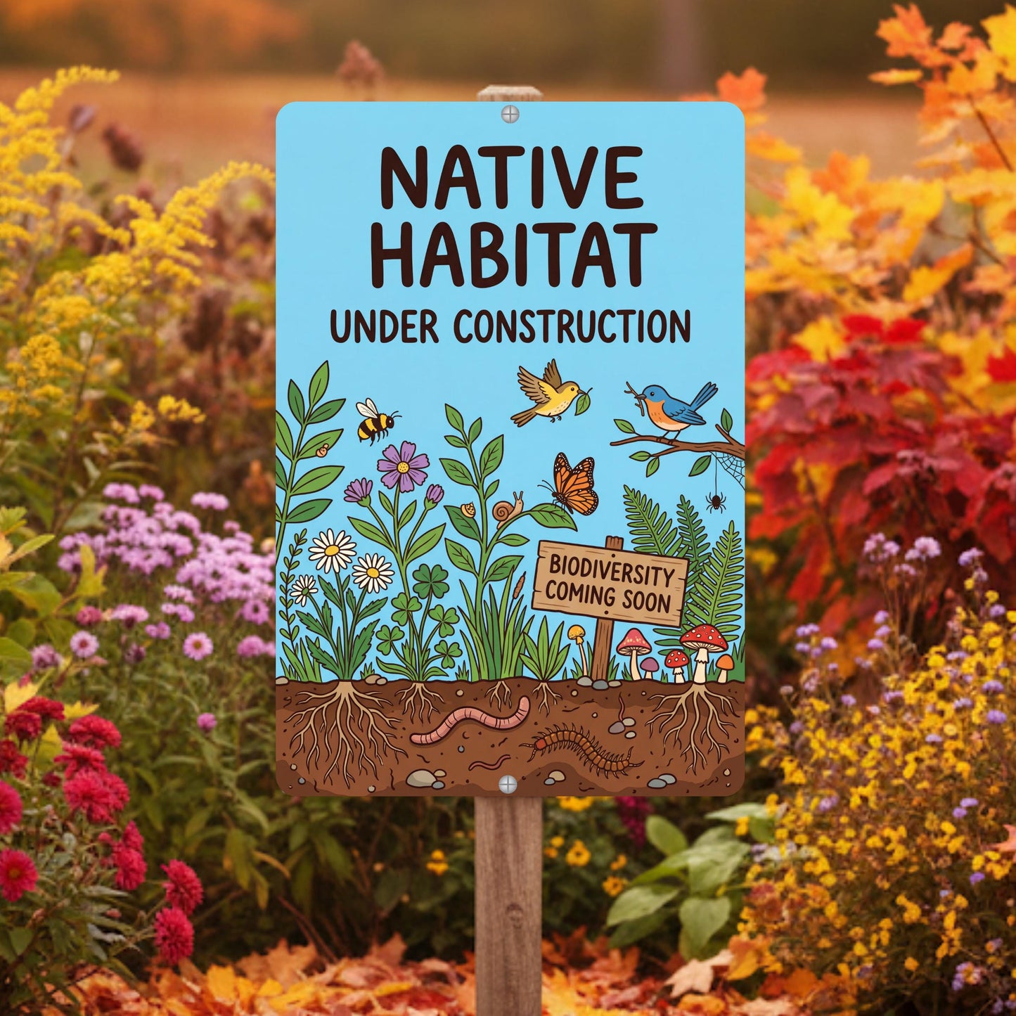 Native Habitat Under Construction Sign