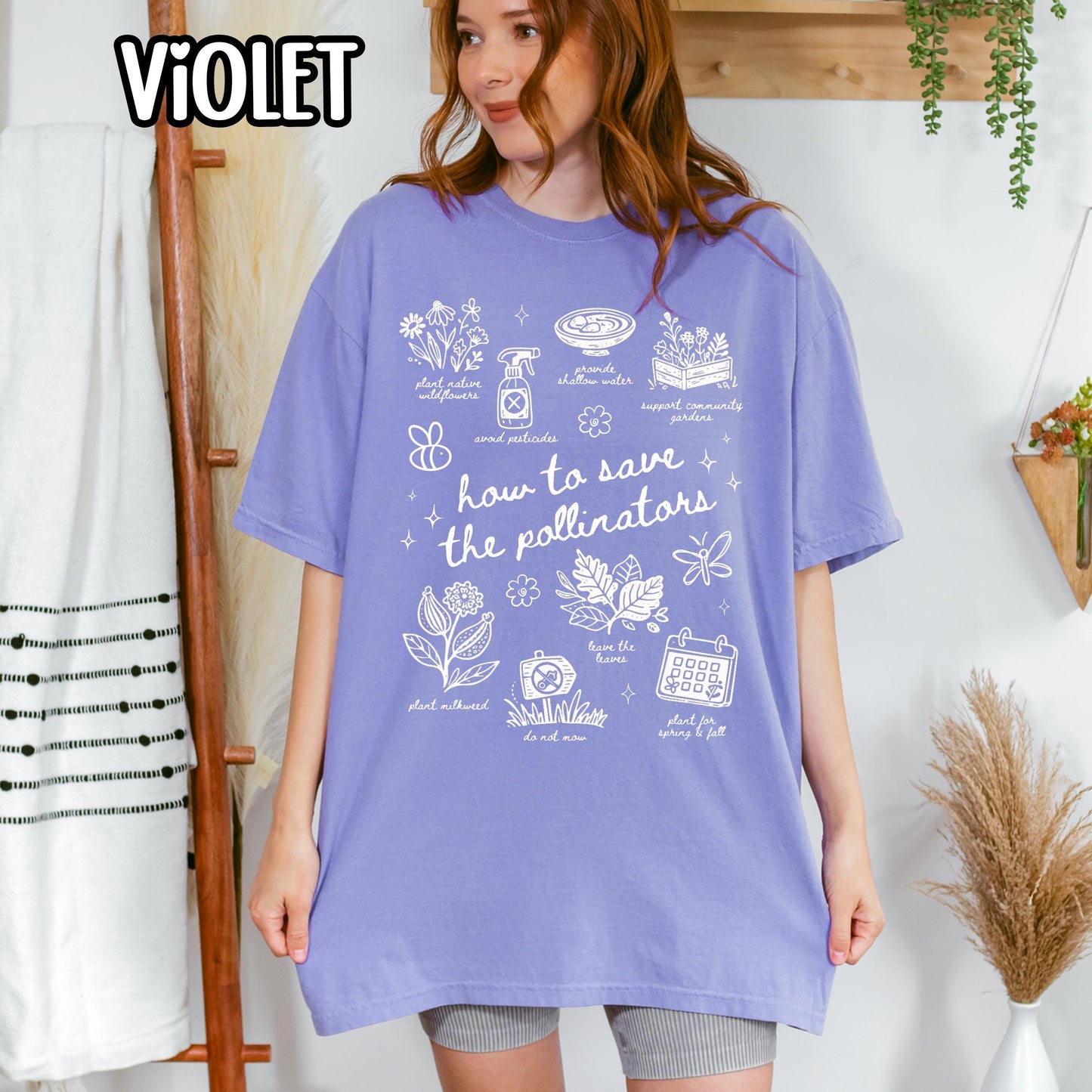 Save The Pollinators Shirt - Comfort Colors Tee - Pollinator Gardener T-Shirt