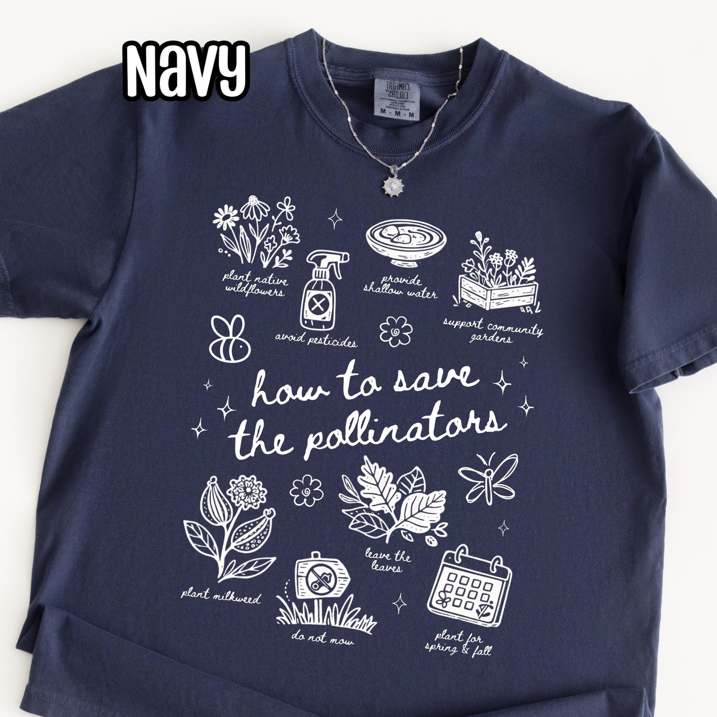 Save The Pollinators Shirt - Comfort Colors Tee - Pollinator Gardener T-Shirt