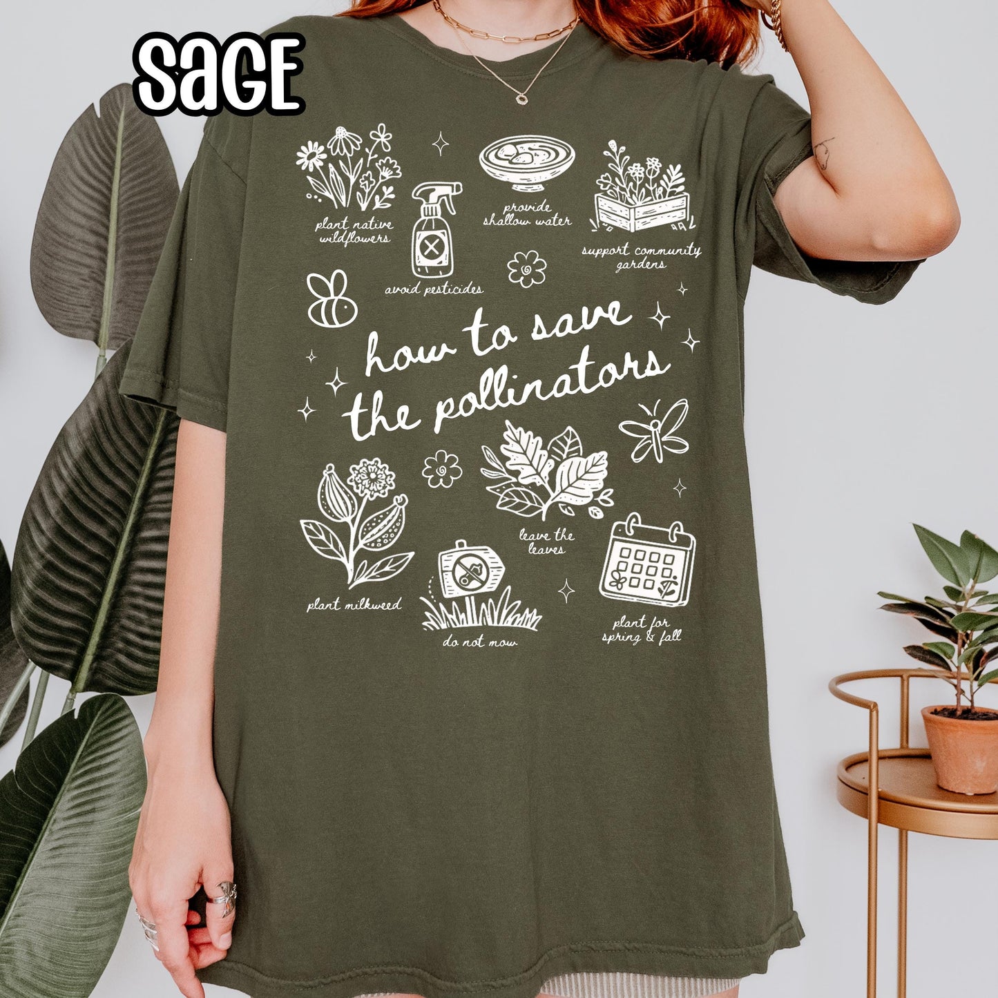 Save The Pollinators Shirt - Comfort Colors Tee - Pollinator Gardener T-Shirt