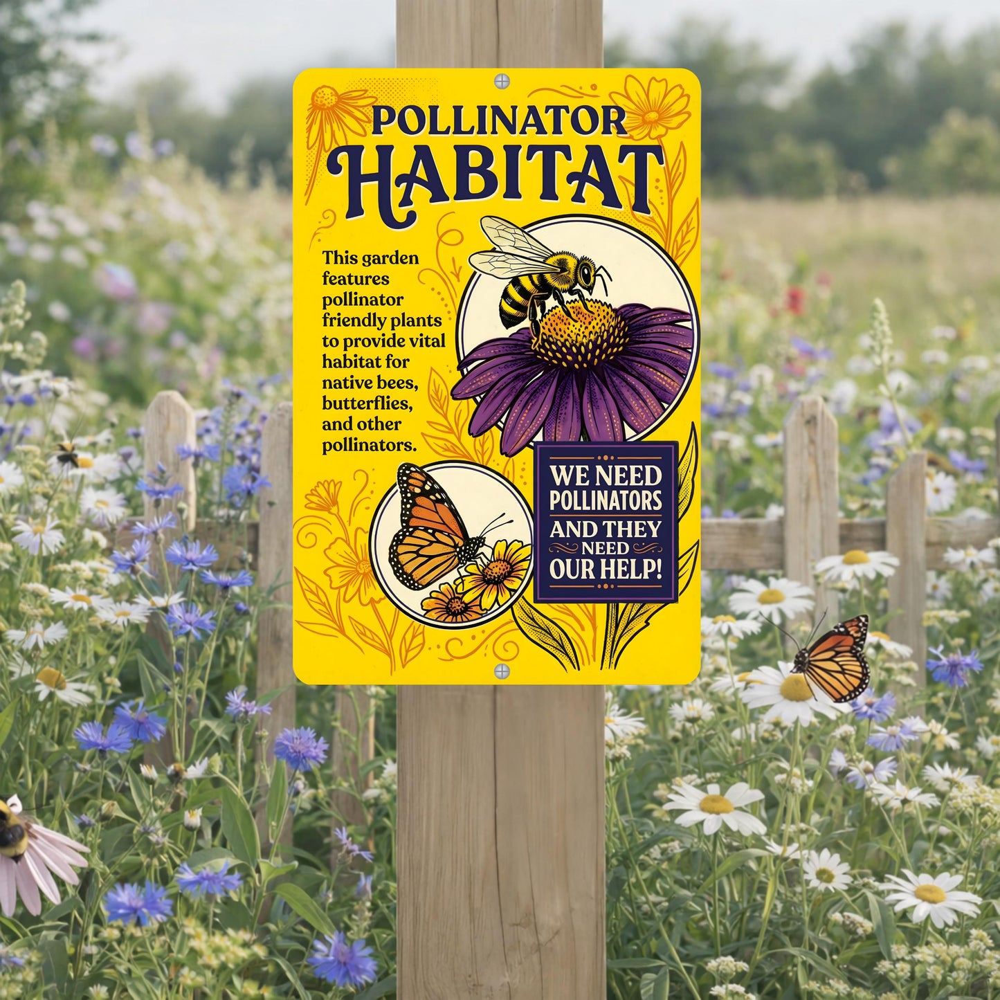 Pollinator Habitat Monarch With Zinnia Sign