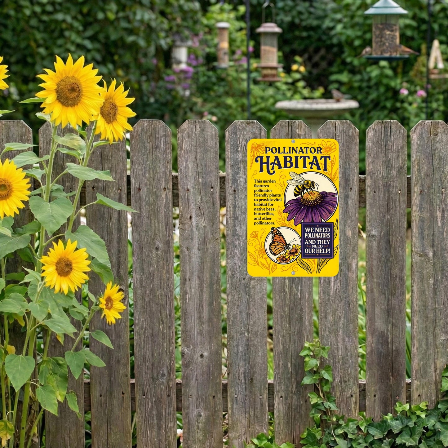 Pollinator Habitat Monarch With Zinnia Sign