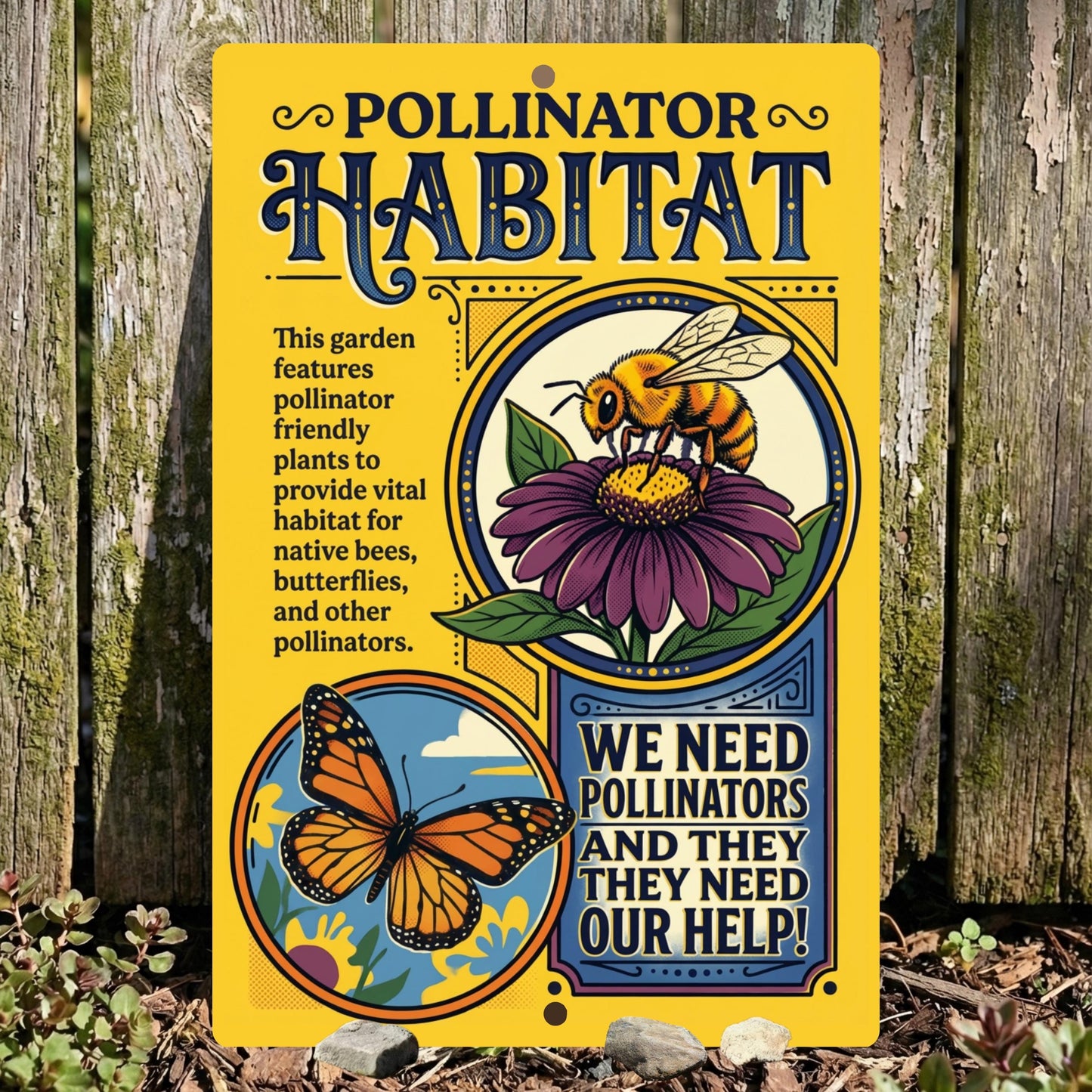 Pollinator Habitat Monarch With Zinnia Sign