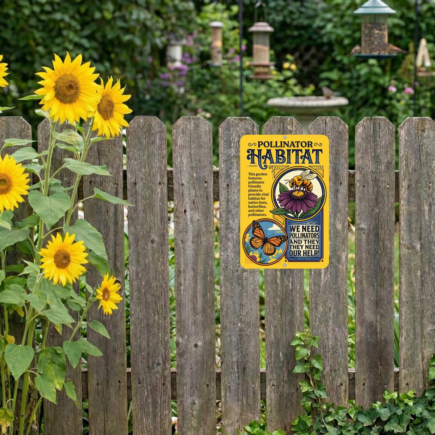 Pollinator Habitat Monarch With Zinnia Sign