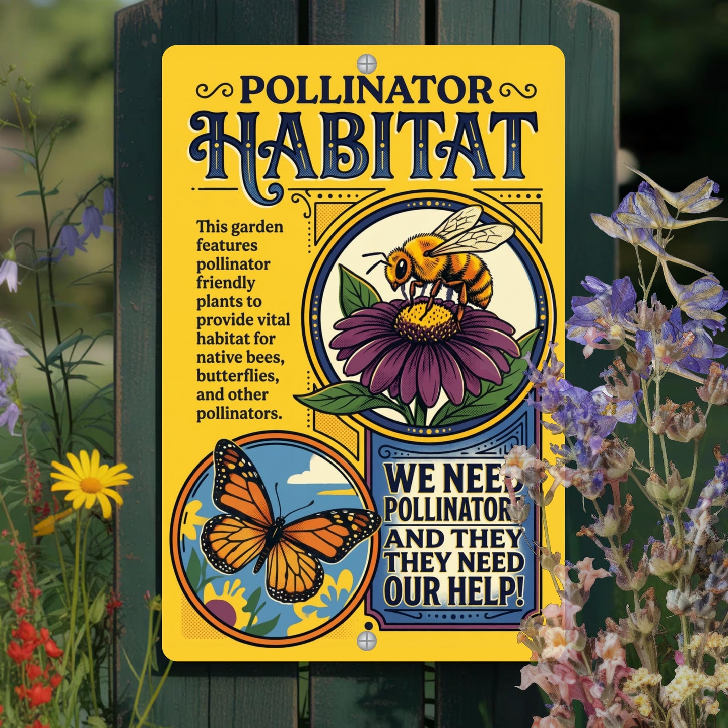 Pollinator Habitat Monarch With Zinnia Sign
