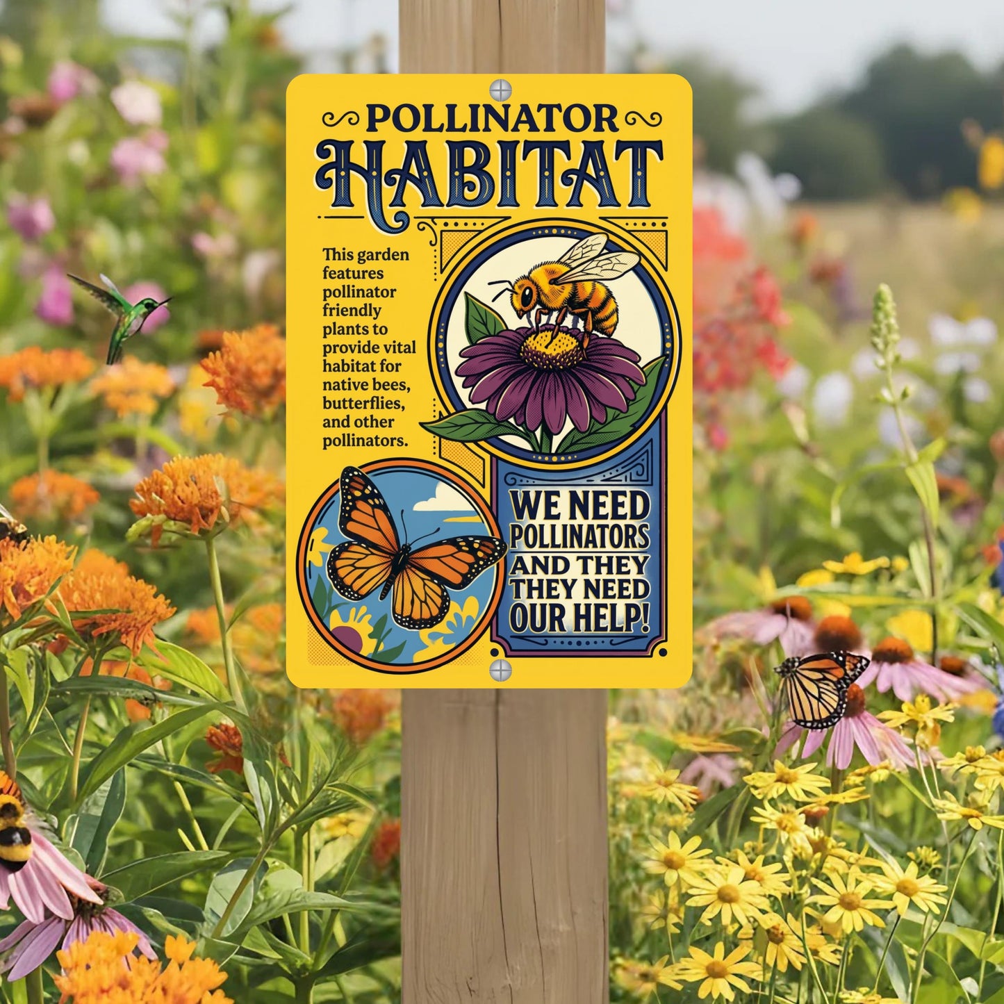 Pollinator Habitat Monarch With Zinnia Sign