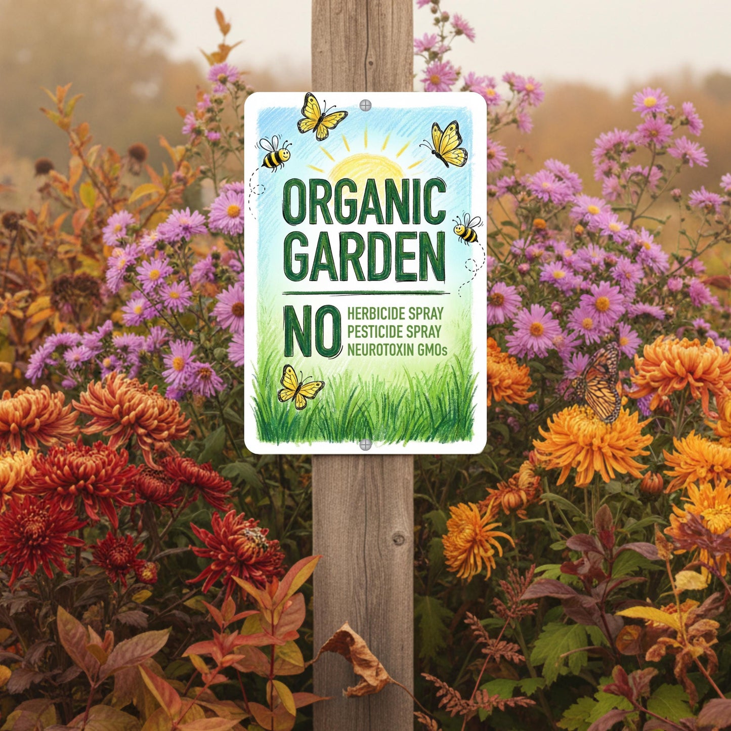 Organic Garden Pollinator Habitat Sign