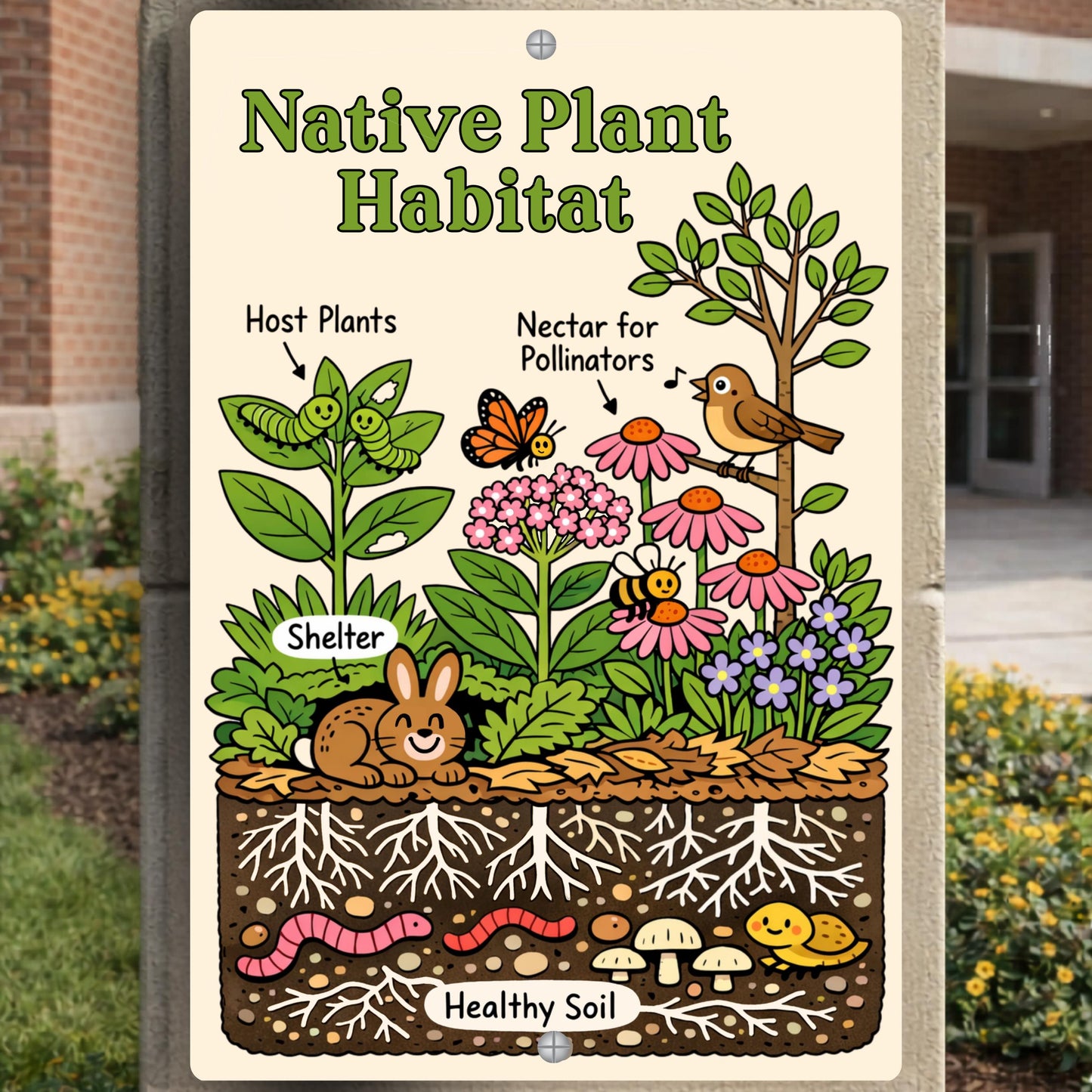 Native Plant Habitat Illustration Sign